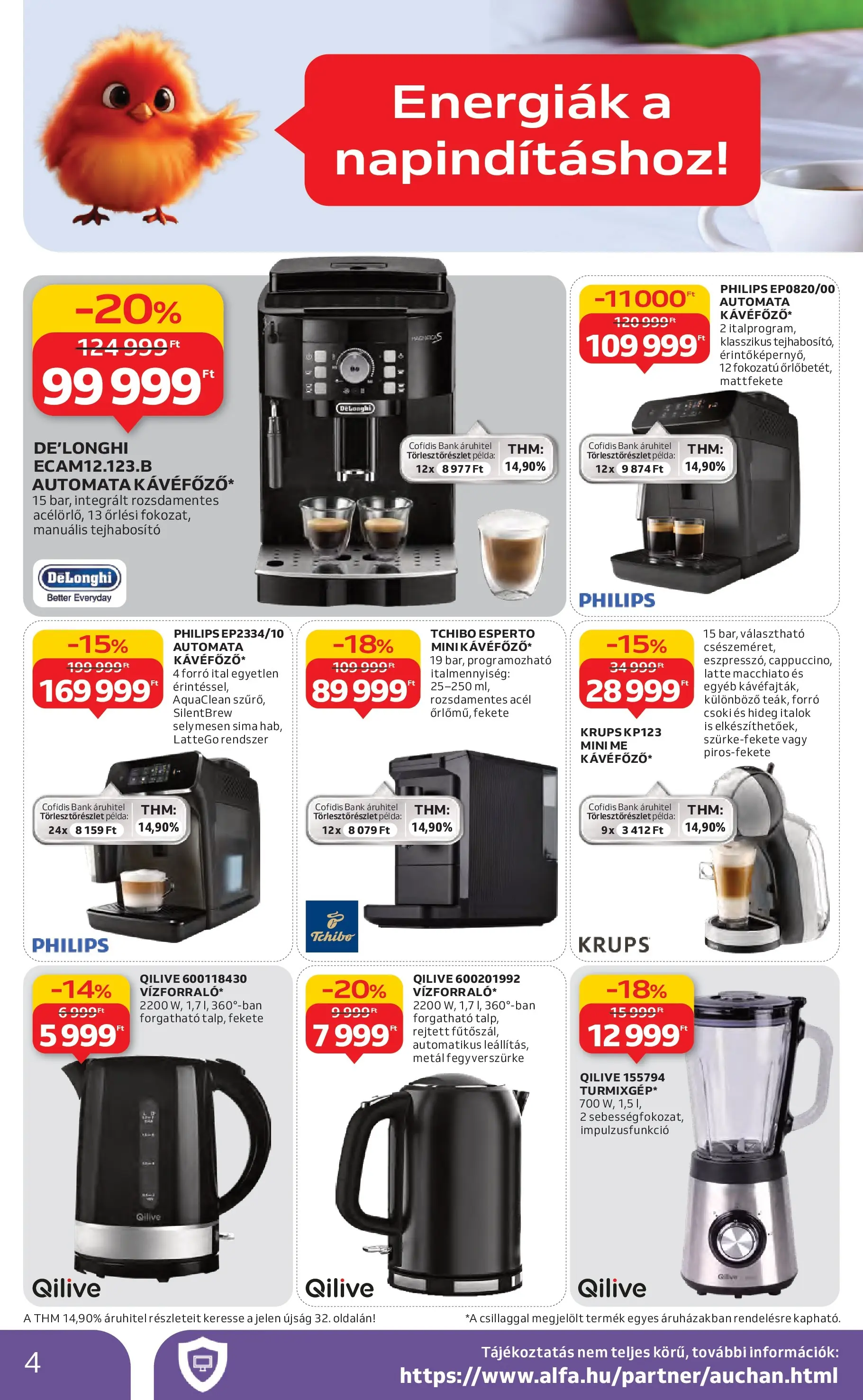 Auchan Akciós újság - 2026.01.29. -tól/töl > akció, lapozható szórólap 🛍️ | Oldal: 4 | Termékek: Tejhabosító, Kávéfőző