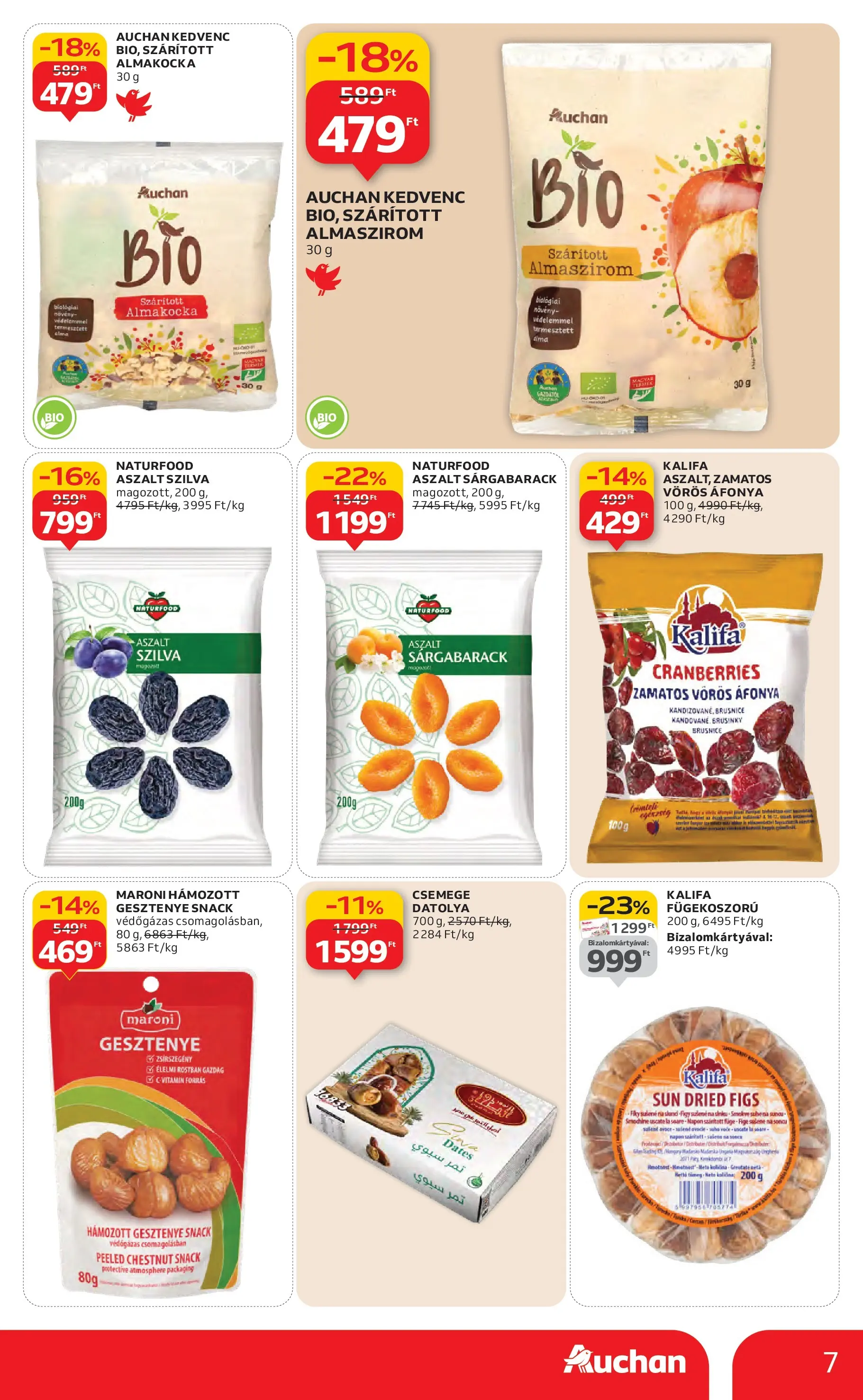 Auchan Akciós újság - 2026.01.29. -tól/töl > akció, lapozható szórólap 🛍️ | Oldal: 7 | Termékek: Sárgabarack, Szilva, Füge, Aszalt szilva