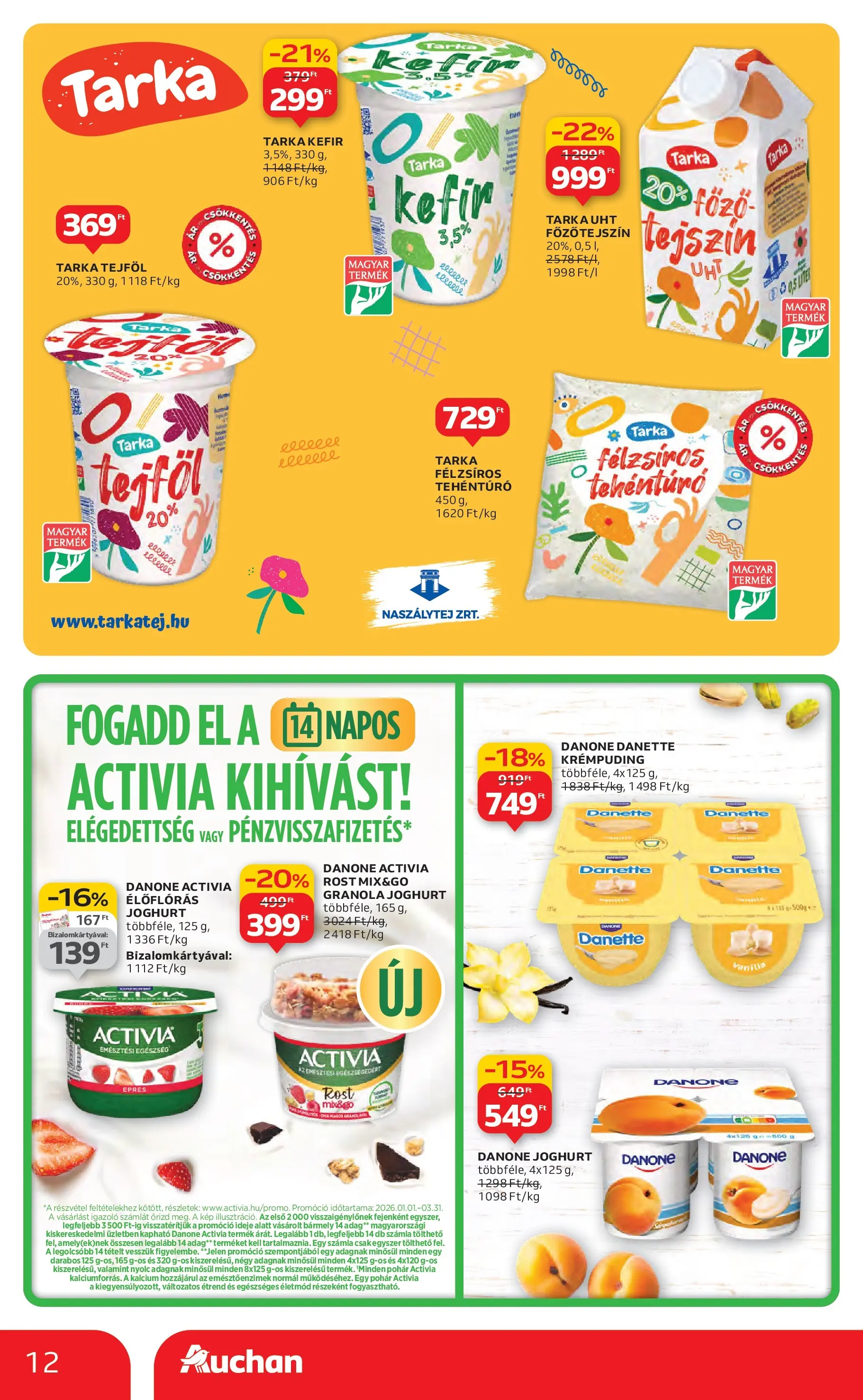 Auchan Akciós újság - 2026.01.29. -tól/töl > akció, lapozható szórólap 🛍️ | Oldal: 12 | Termékek: Kefir, Granola, Joghurt, Tejszín