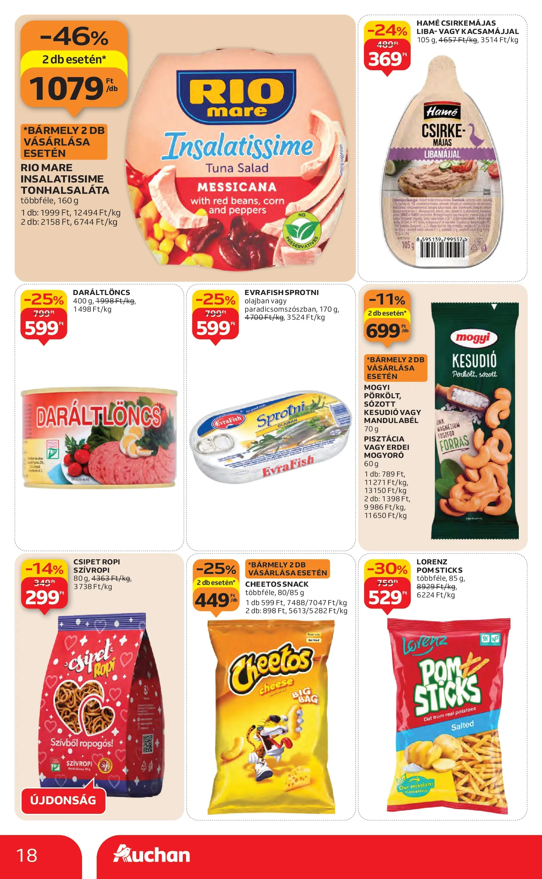 Auchan Akciós újság - 2026.01.29. -tól/töl > akció, lapozható szórólap 🛍️ | Oldal: 18 | Termékek: Liba, Mogyoró, Pisztácia, Cheetos