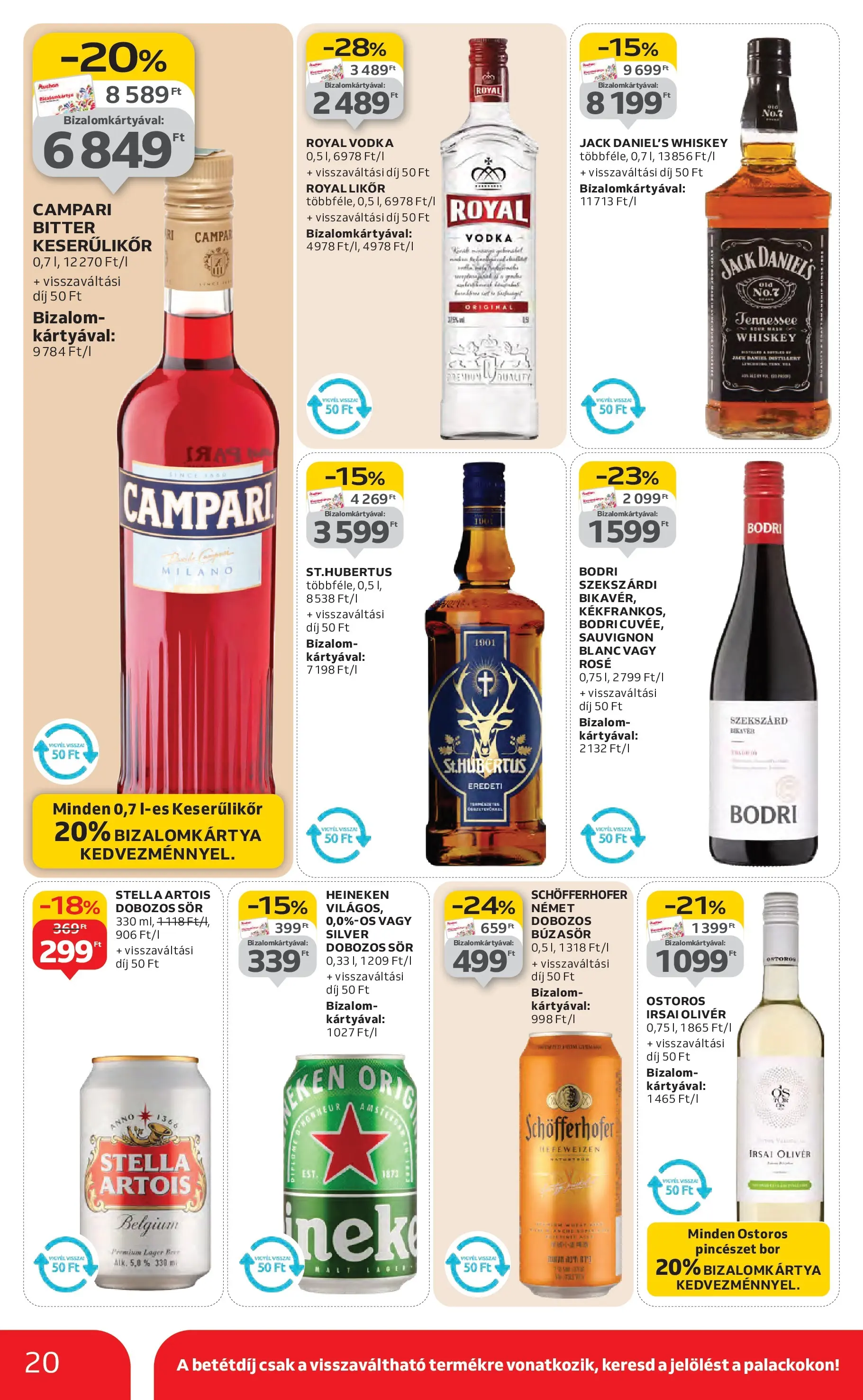 Auchan Akciós újság - 2026.01.29. -tól/töl > akció, lapozható szórólap 🛍️ | Oldal: 20 | Termékek: Whiskey, Stella artois, Bor, Likőr