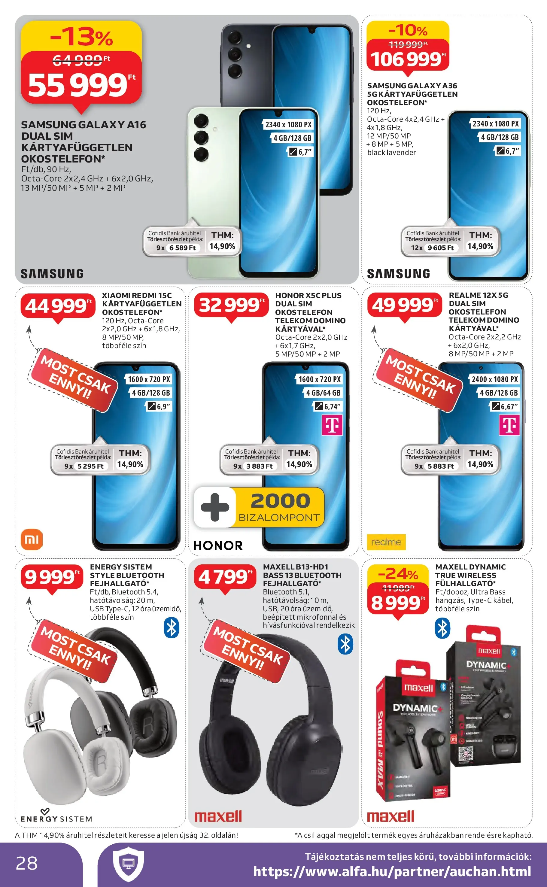 Auchan Akciós újság - 2026.01.29. -tól/töl > akció, lapozható szórólap 🛍️ | Oldal: 28 | Termékek: Okostelefon, USB, Samsung, Óra