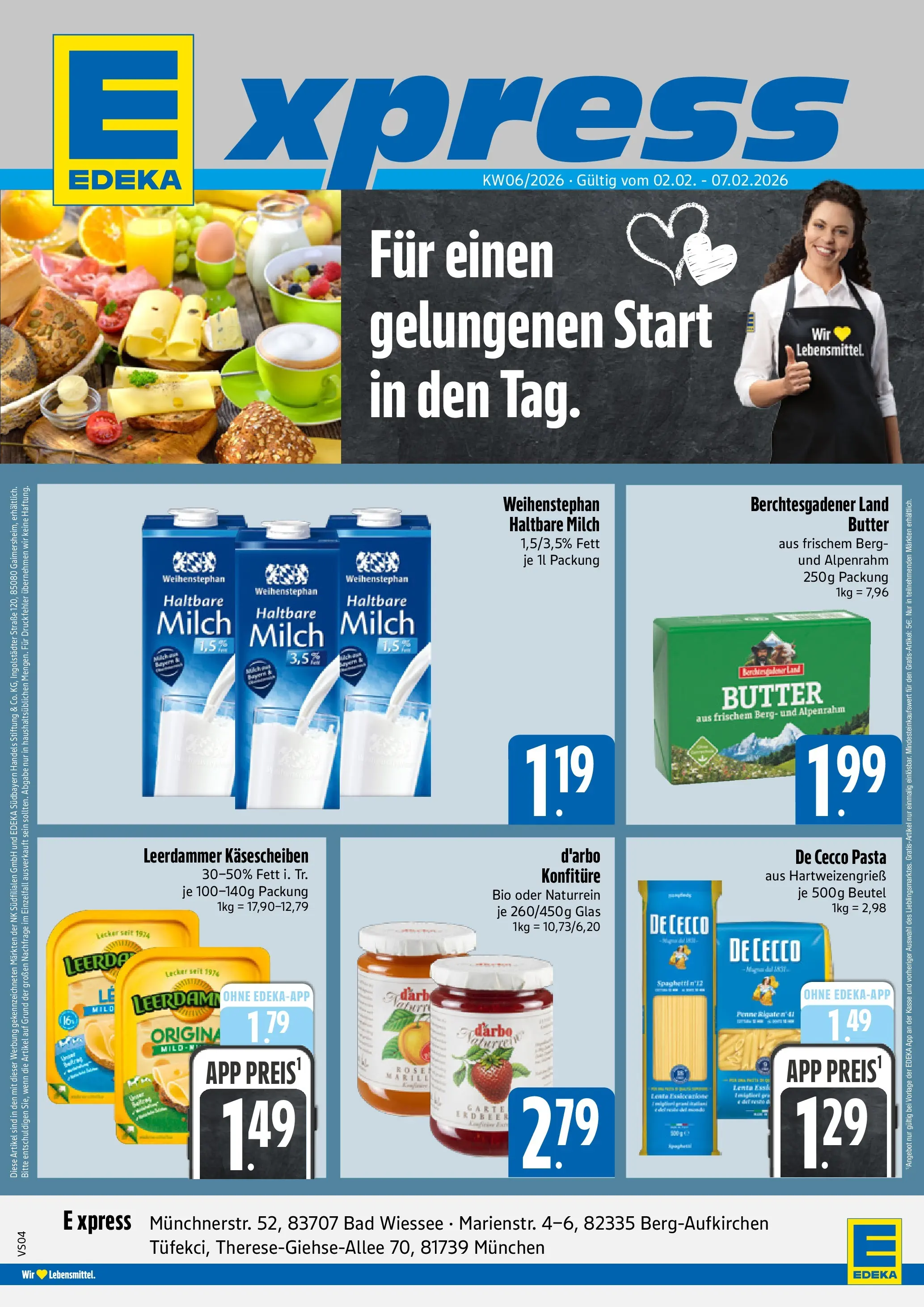Edeka prospekt München	 (ab 01.02.2026) » Angebote Online | Seite: 1 | Produkte: Butter, Haltbare milch, Bad, Leerdammer