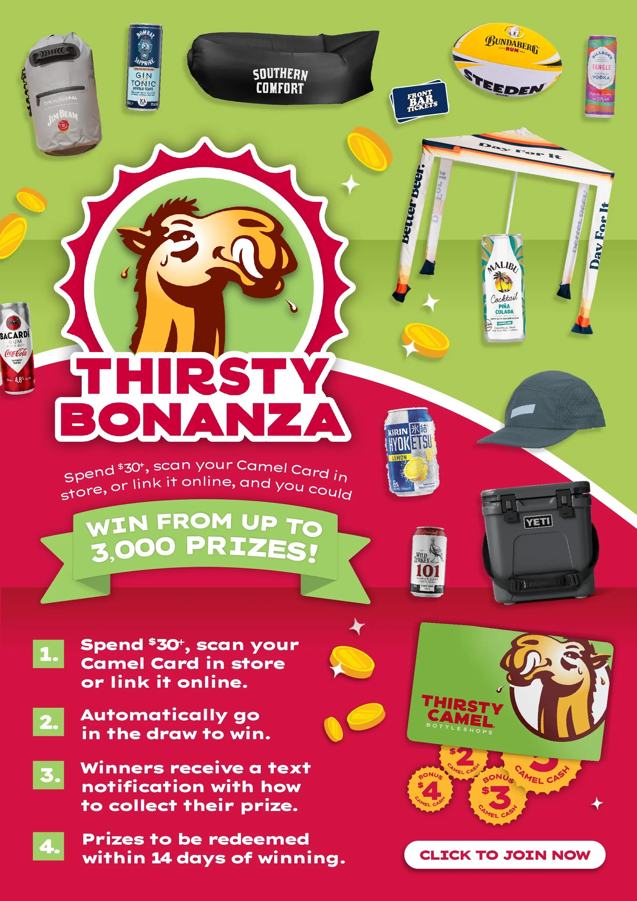 Deals - So many Prizes… You’ll need a Camel to carry them! - 01/02/2026 > weekly / monthly specials | Page: 2 | Products: Coca Cola, Vodka, Lemon