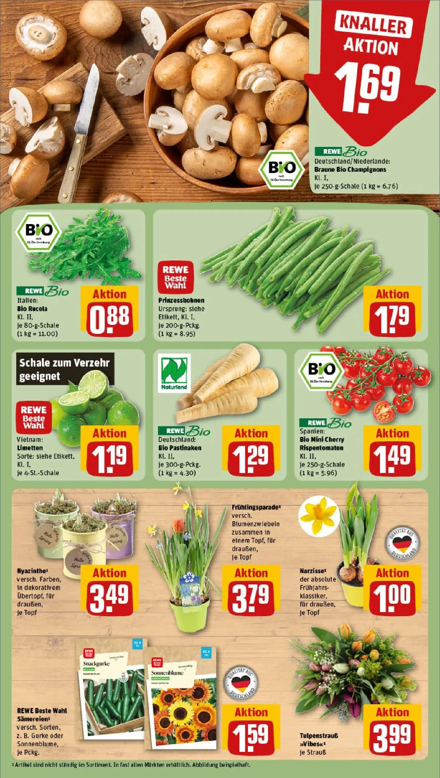 REWE Prospekt ab 02.02.2026 zum Blättern » Angebote | Seite: 9 | Produkte: Limetten, Rucola, Champignons