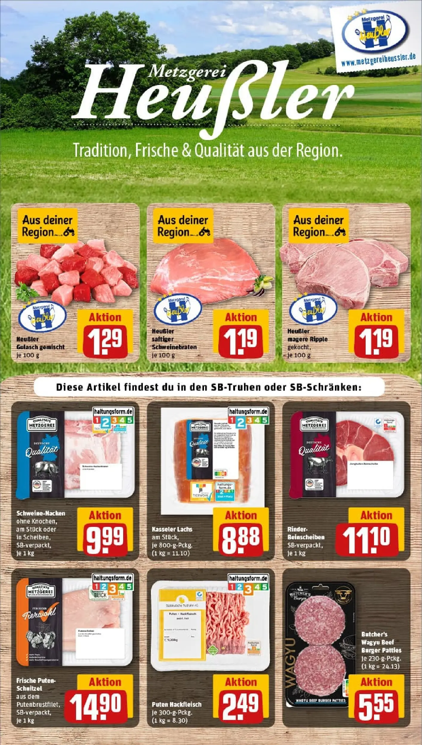 REWE Prospekt ab 02.02.2026 zum Blättern » Angebote | Seite: 12 | Produkte: Burger, Lachs, Gulasch, Hackfleisch