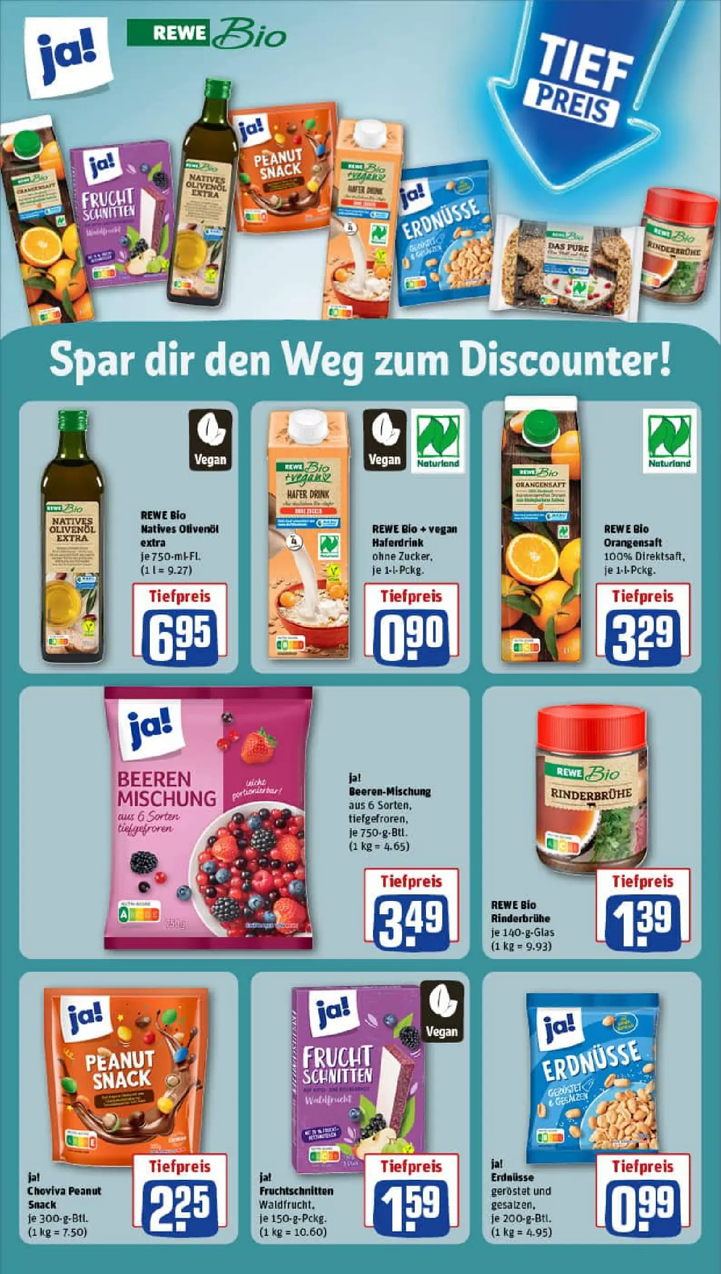 REWE Prospekt ab 02.02.2026 zum Blättern » Angebote | Seite: 20 | Produkte: Erdnüsse, Olivenol, Orangensaft, Haferdrink