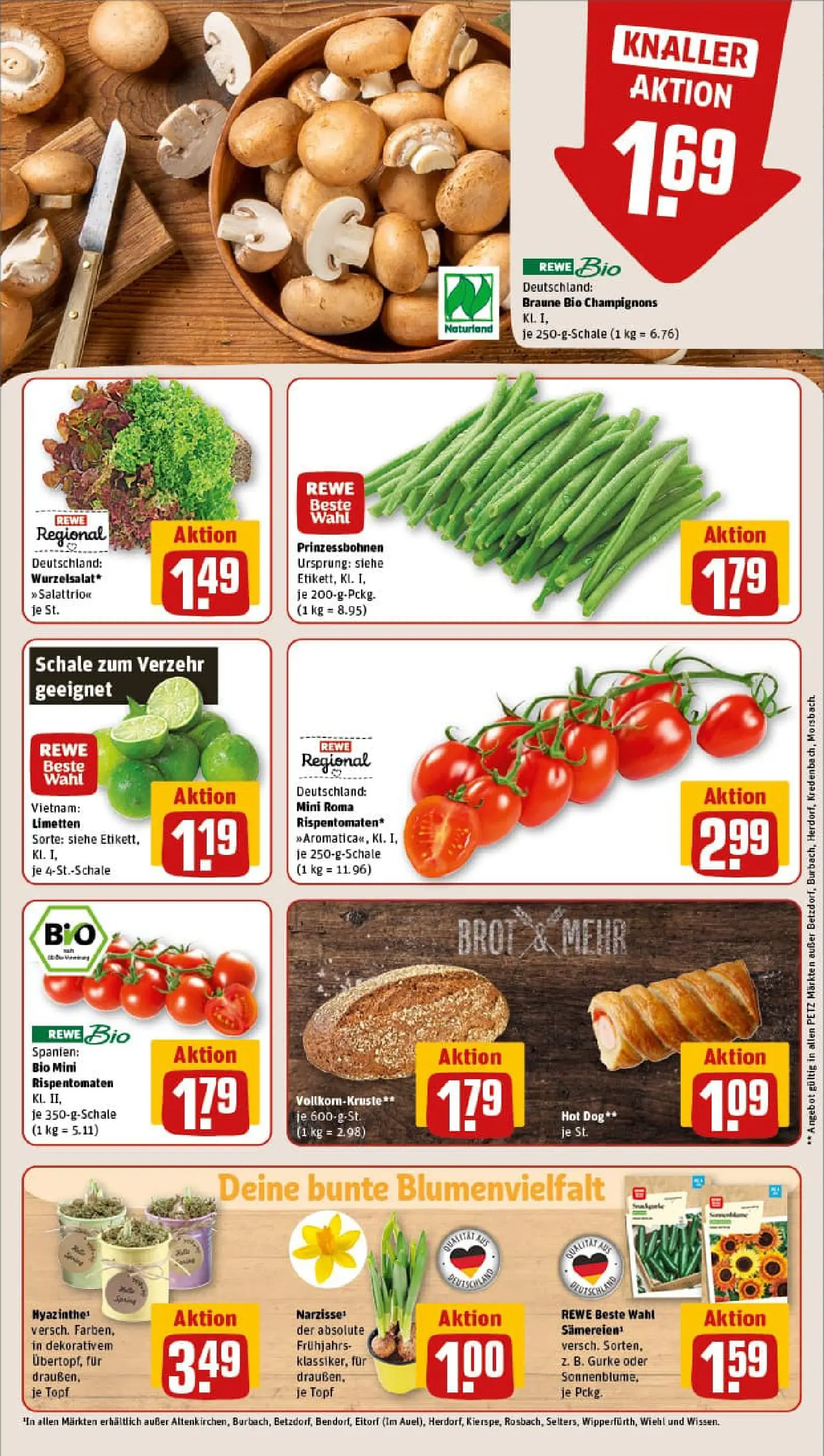 REWE Prospekt ab 02.02.2026 zum Blättern » Angebote | Seite: 9 | Produkte: Limetten, Champignons, Brot