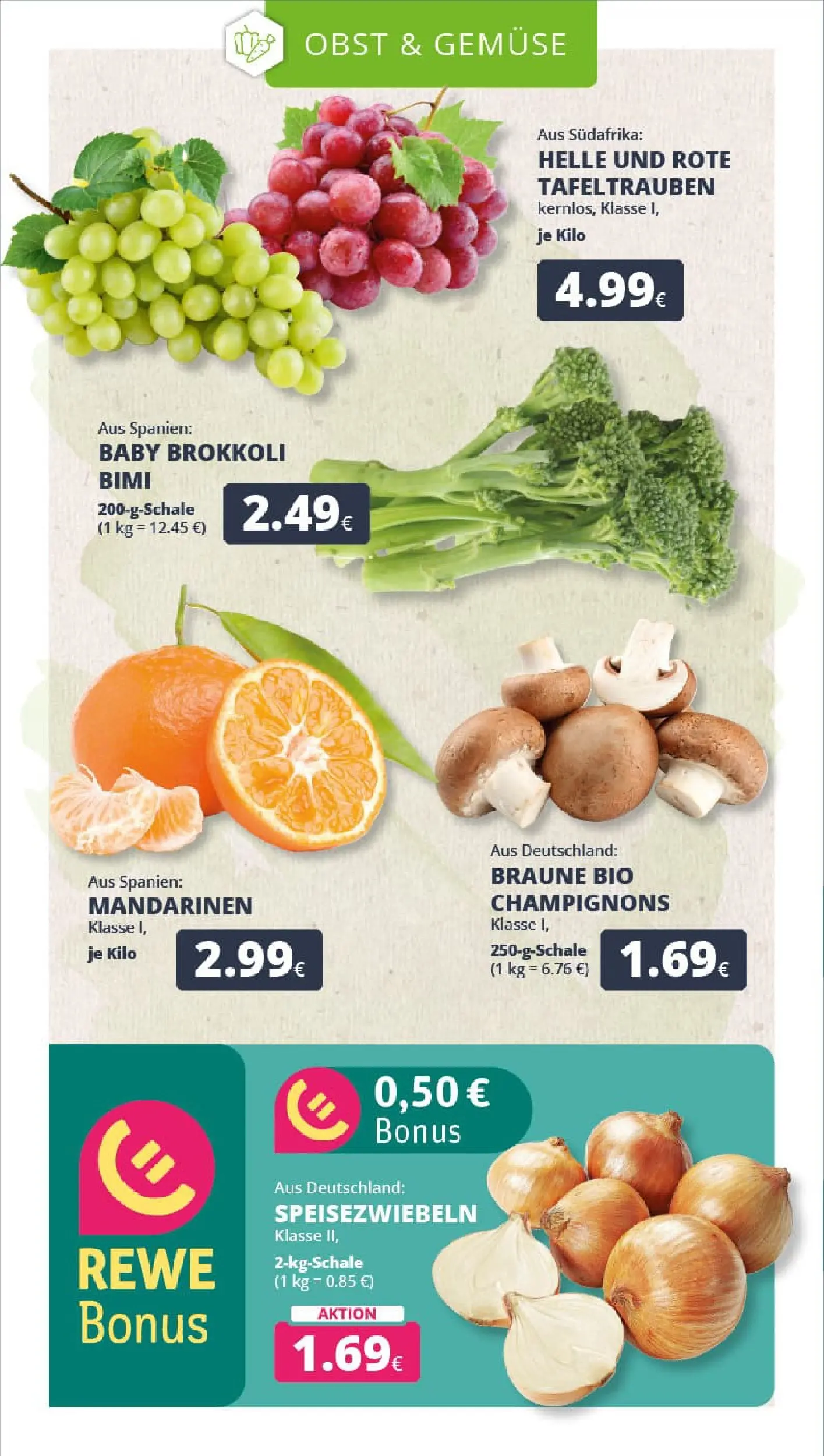 REWE Prospekt ab 01.02.2026 zum Blättern » Angebote | Seite: 8 | Produkte: Mandarinen, Champignons, Gemüse, Brokkoli