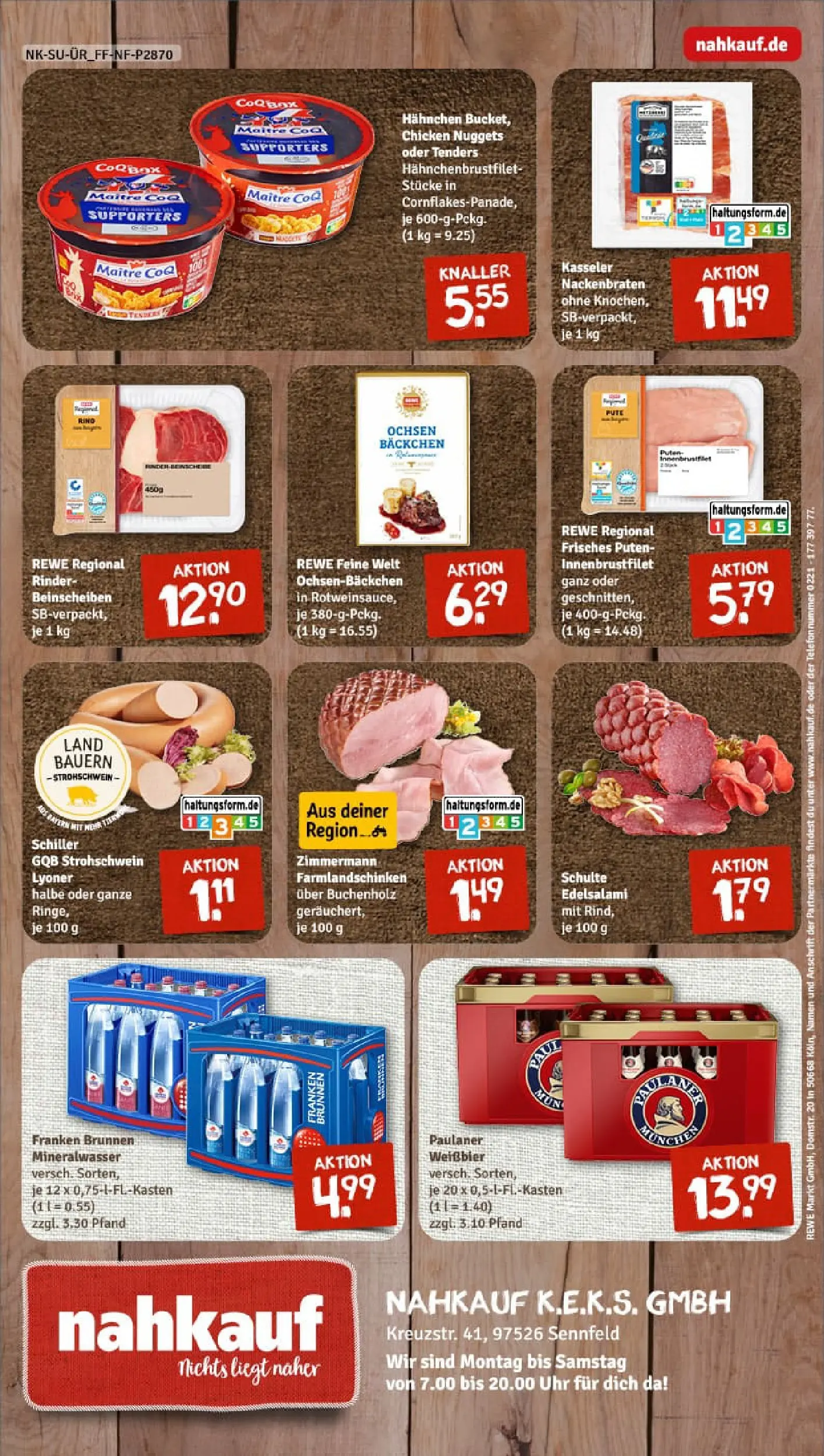 REWE Prospekt ab 02.02.2026 zum Blättern » Angebote | Seite: 8 | Produkte: Hahnchen, Weißbier, Salami, Uhr