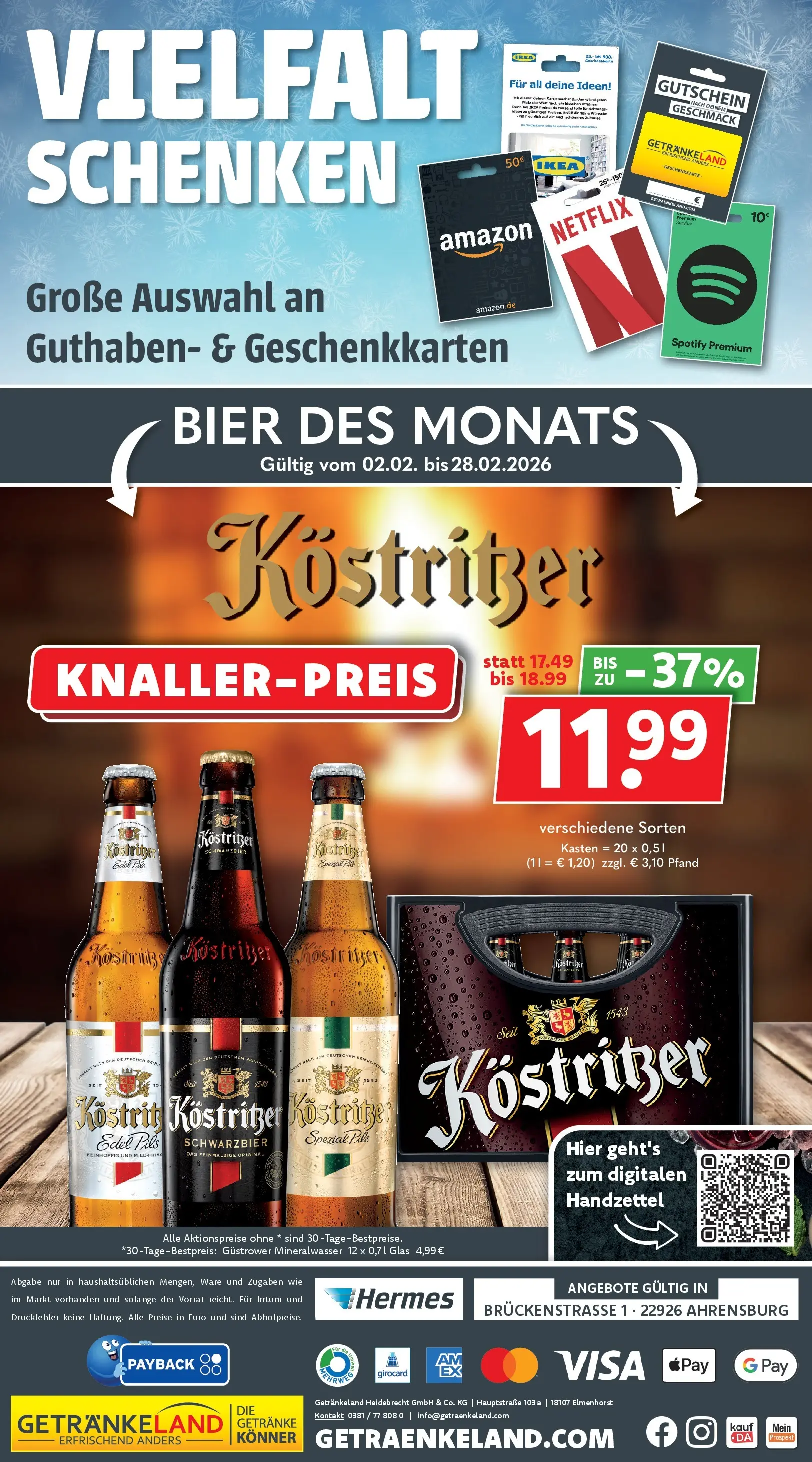 Getränkeland - Getränkeland: Getränkeangebote (ab 02.02.2026) zum Blättern | Seite: 6 | Produkte: Kostritzer, Bier, Pils, Mineralwasser