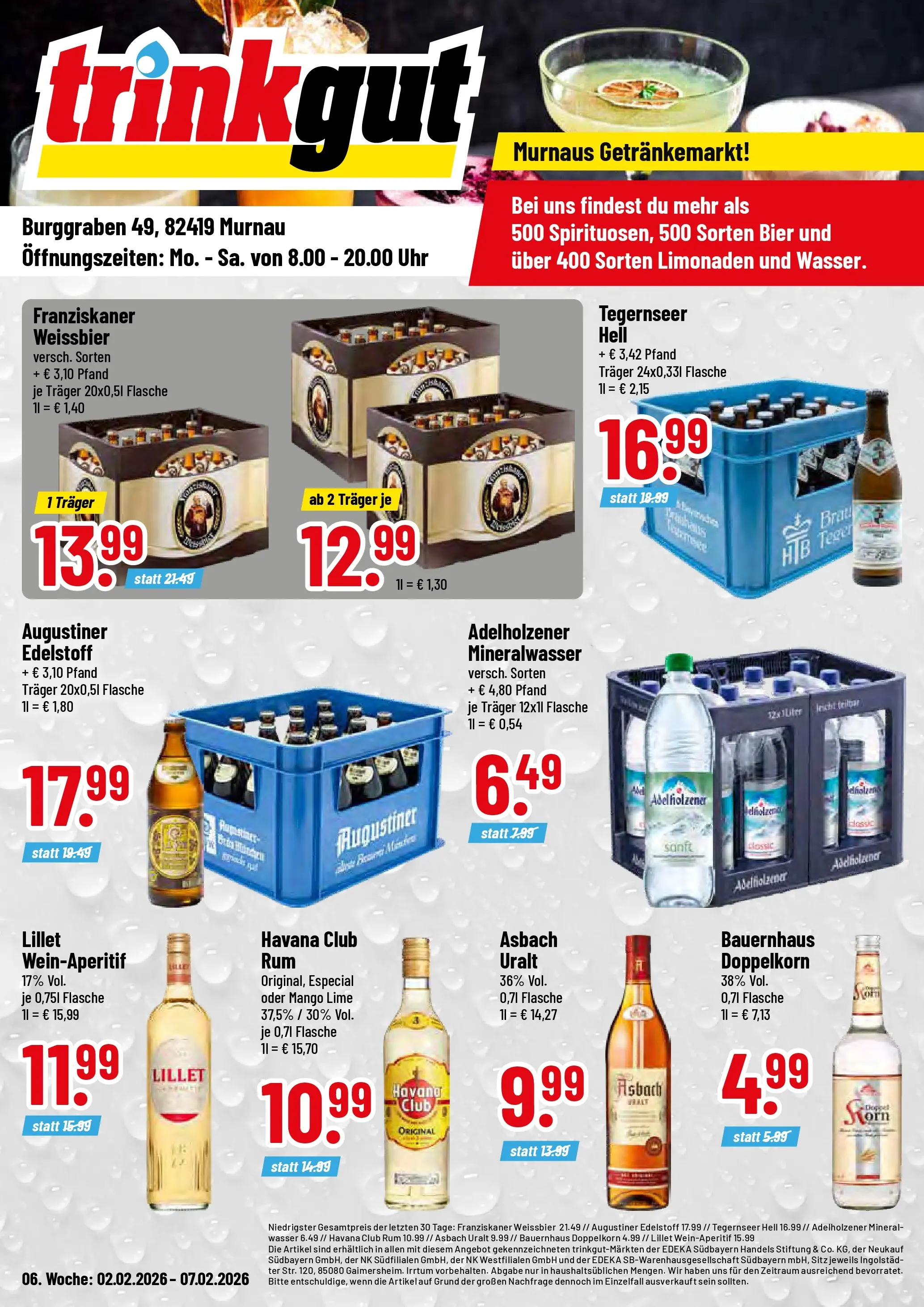 Trinkgut - trinkgut: Wochenangebote (ab 02.02.2026) » Angebote online | Seite: 1 | Produkte: Franziskaner, Lillet, Mango, Asbach
