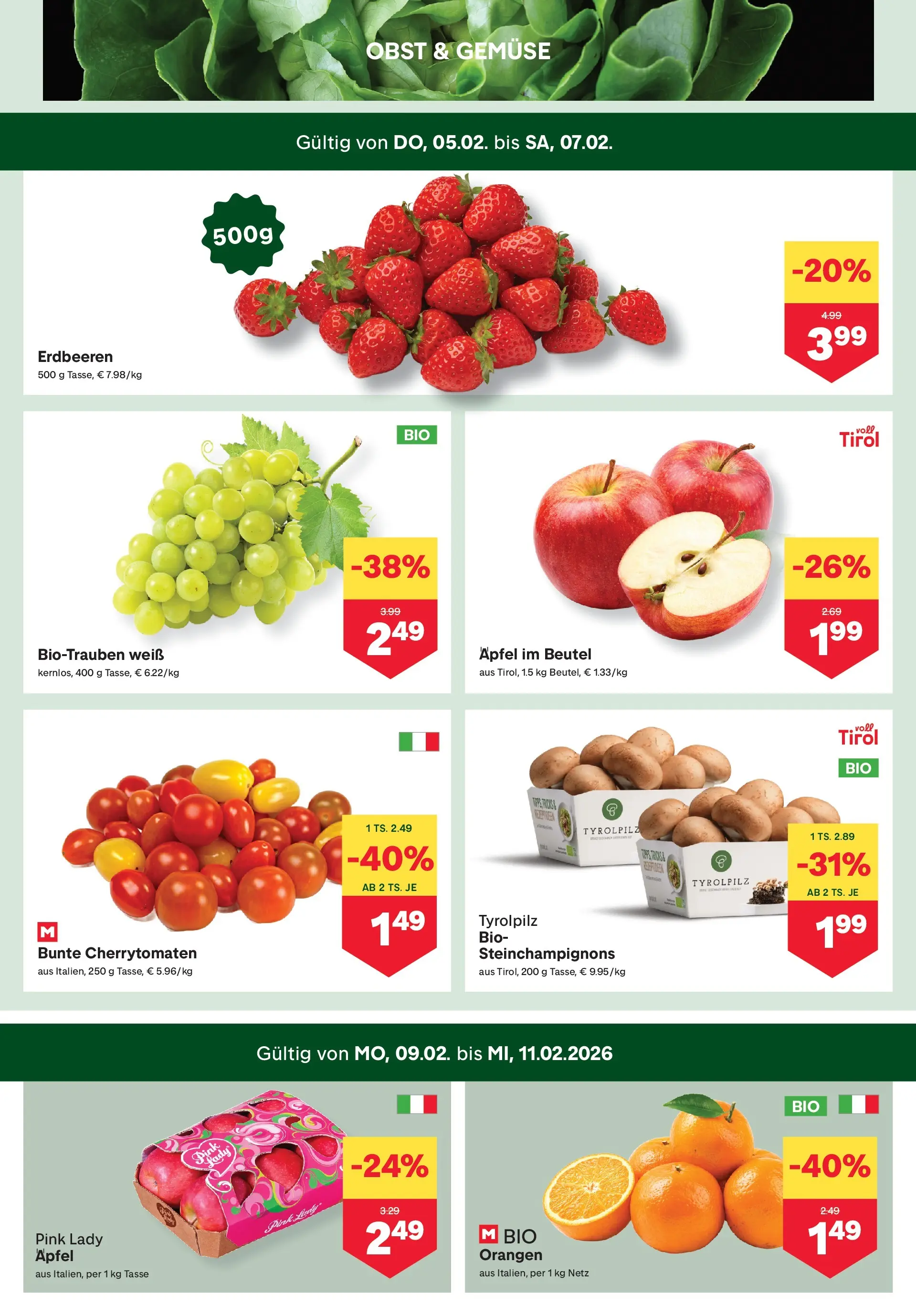 MPREIS St.Gallenkirch von 05.02.2026 - Aktuelle Angebote | Seite: 2 | Produkte: Erdbeeren, Obst, Äpfel, Orangen