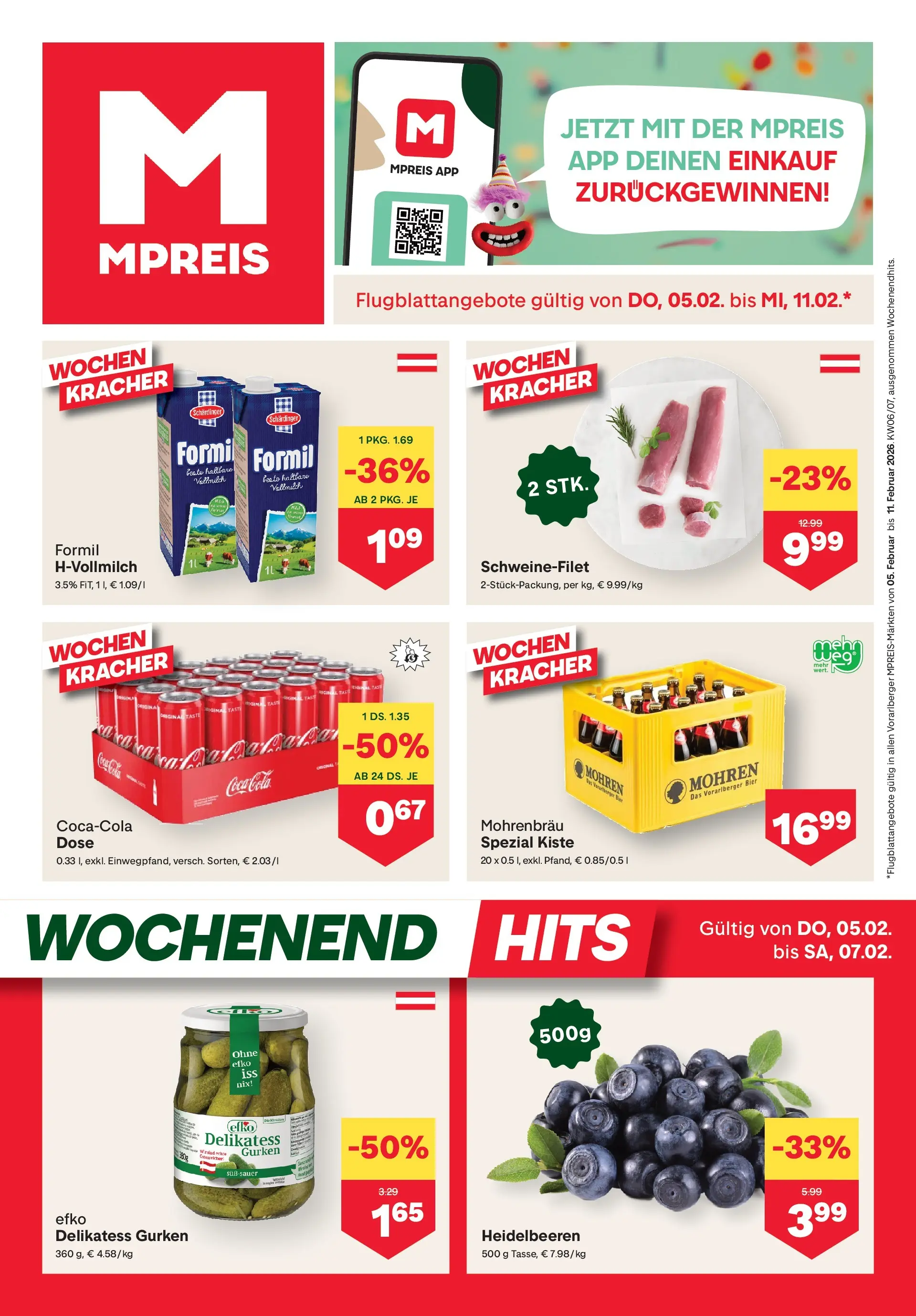 MPREIS St.Gallenkirch von 05.02.2026 - Aktuelle Angebote | Seite: 1 | Produkte: Gurken, Bier