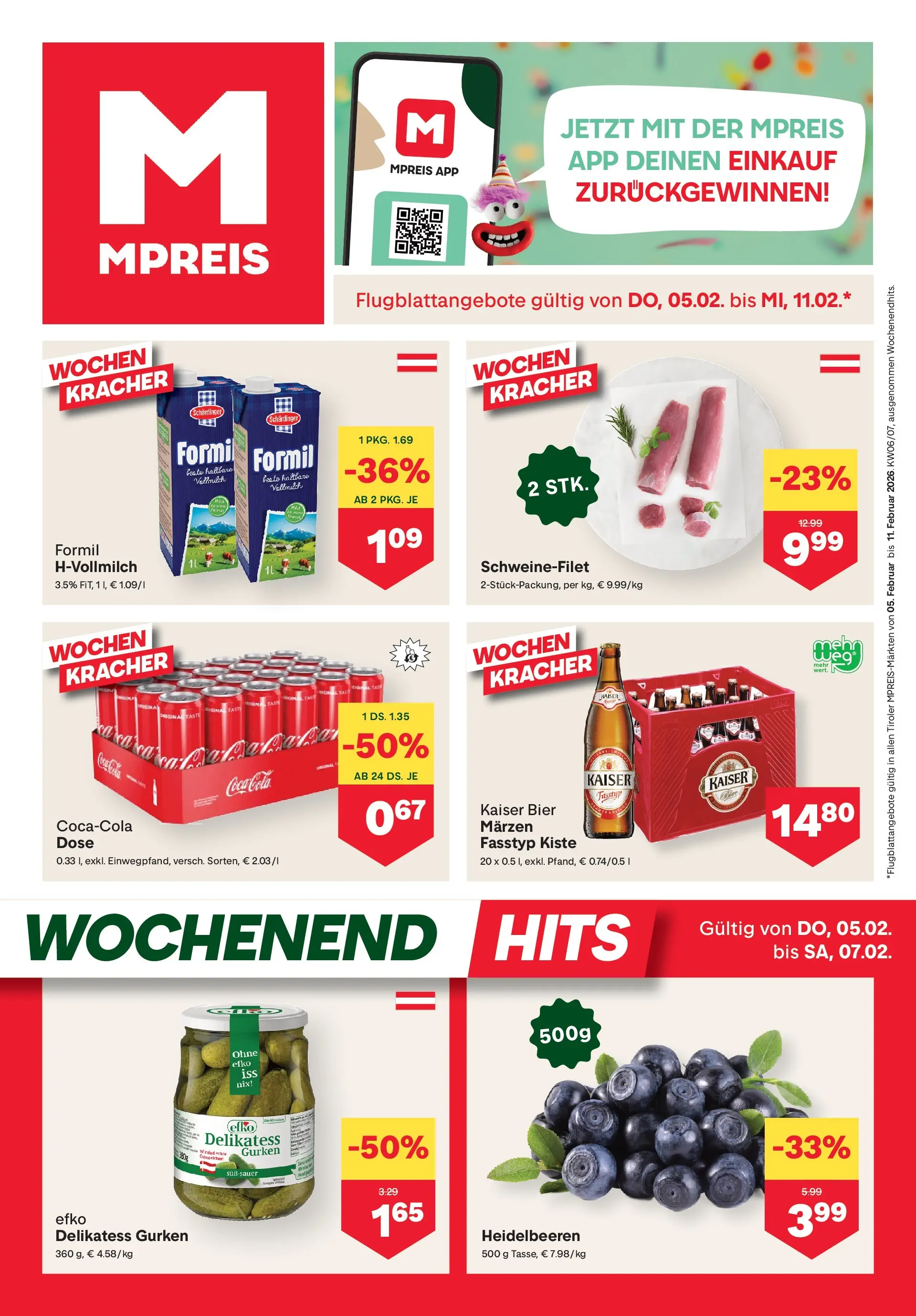 MPREIS Pfunds von 05.02.2026 - Aktuelle Angebote | Seite: 1 | Produkte: Gurken, Bier