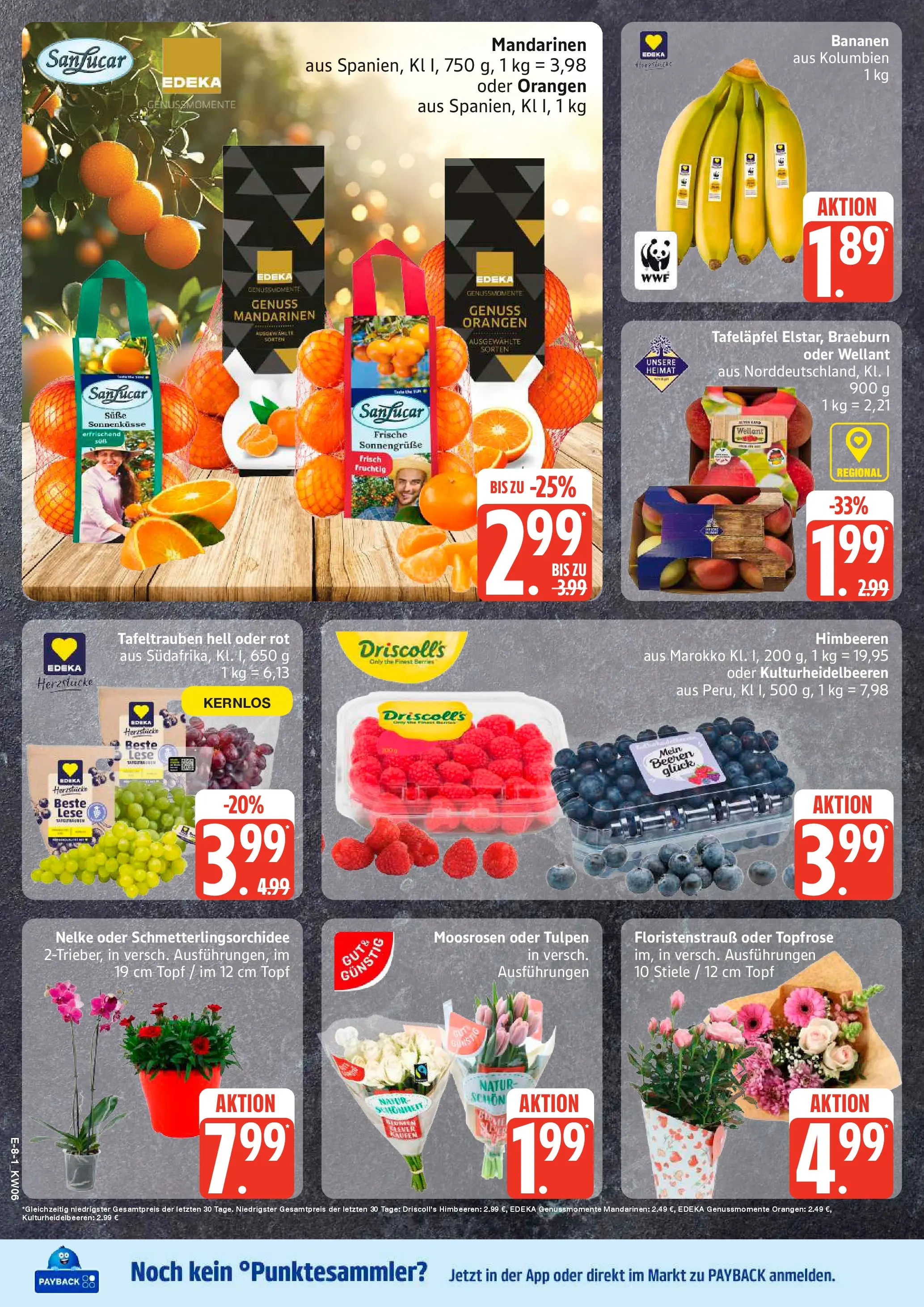 Edeka prospekt Hamburg	 (ab 01.02.2026) » Angebote Online | Seite: 8 | Produkte: Himbeeren, Bananen, Mandarinen, Orangen
