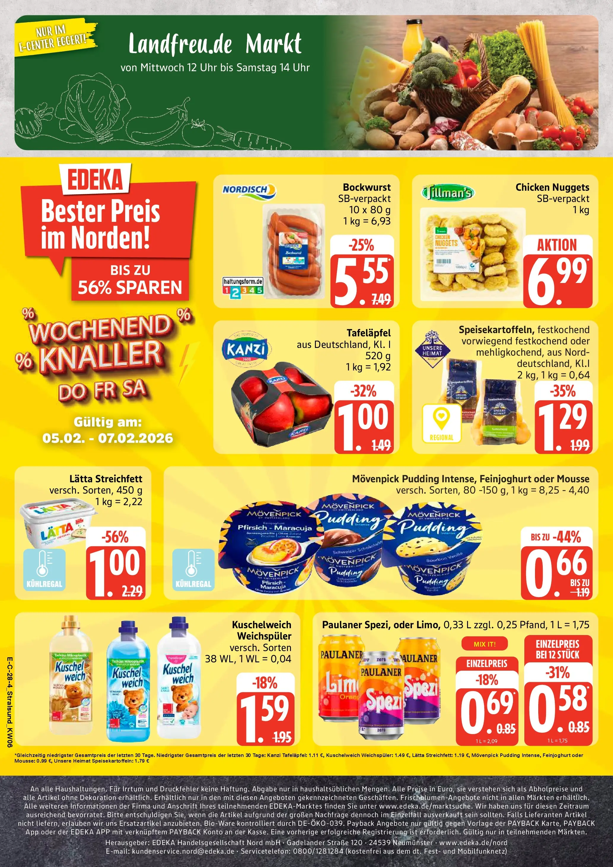 Edeka prospekt Stralsund	 (ab 02.02.2026) » Angebote Online | Seite: 32 | Produkte: Kuschelweich, Pfirsich, Lätta, Uhr
