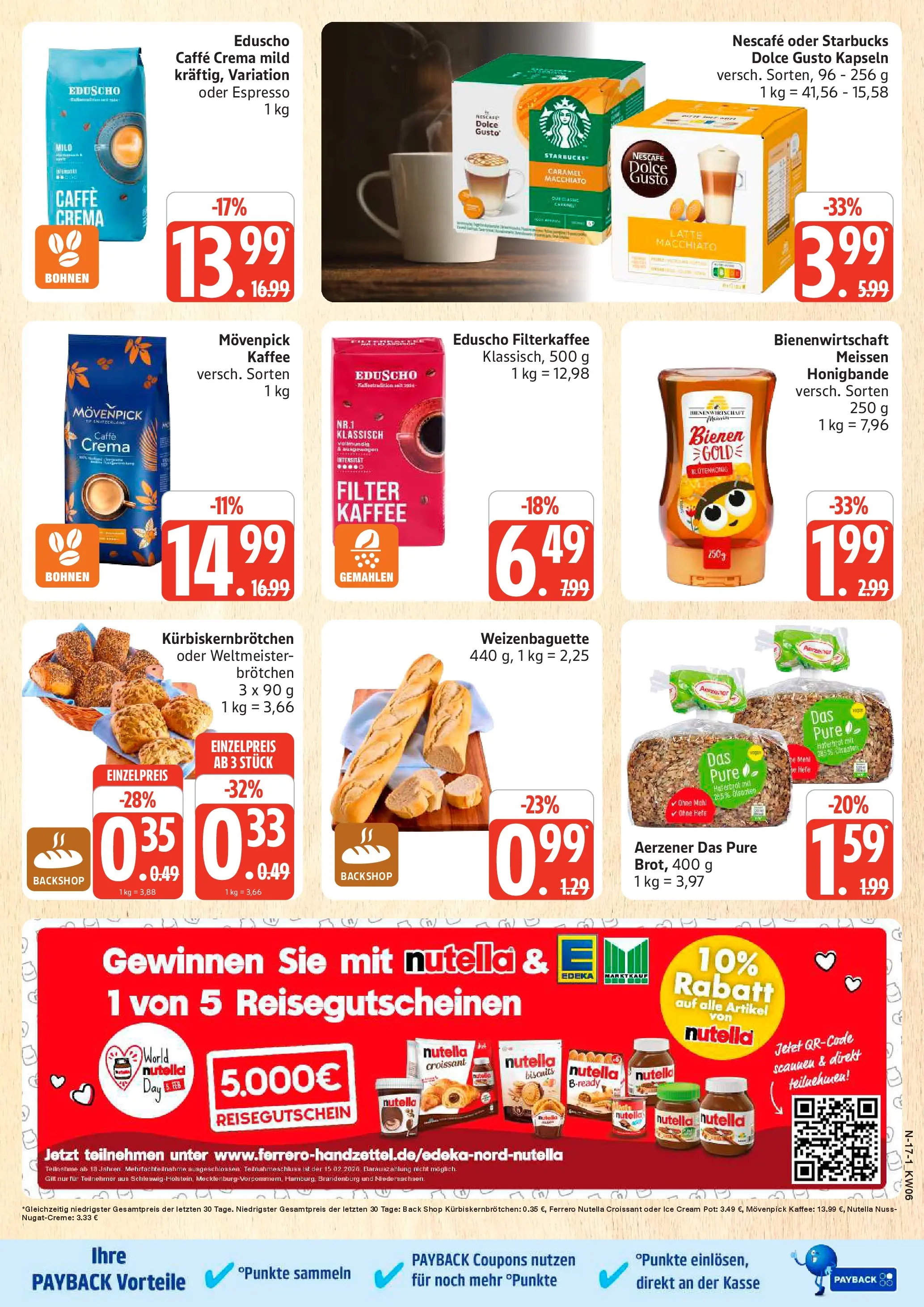 Edeka prospekt Cuxhaven	 (ab 01.02.2026) » Angebote Online | Seite: 17 | Produkte: Baguette, Croissant, Movenpick kaffee, Dolce Gusto kapseln