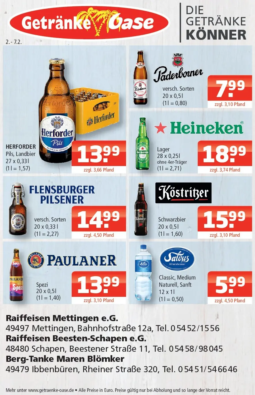 Angebote - Getränke Oase: Getränkeangebote (ab 01.02.2026) zum Blättern | Seite: 1
