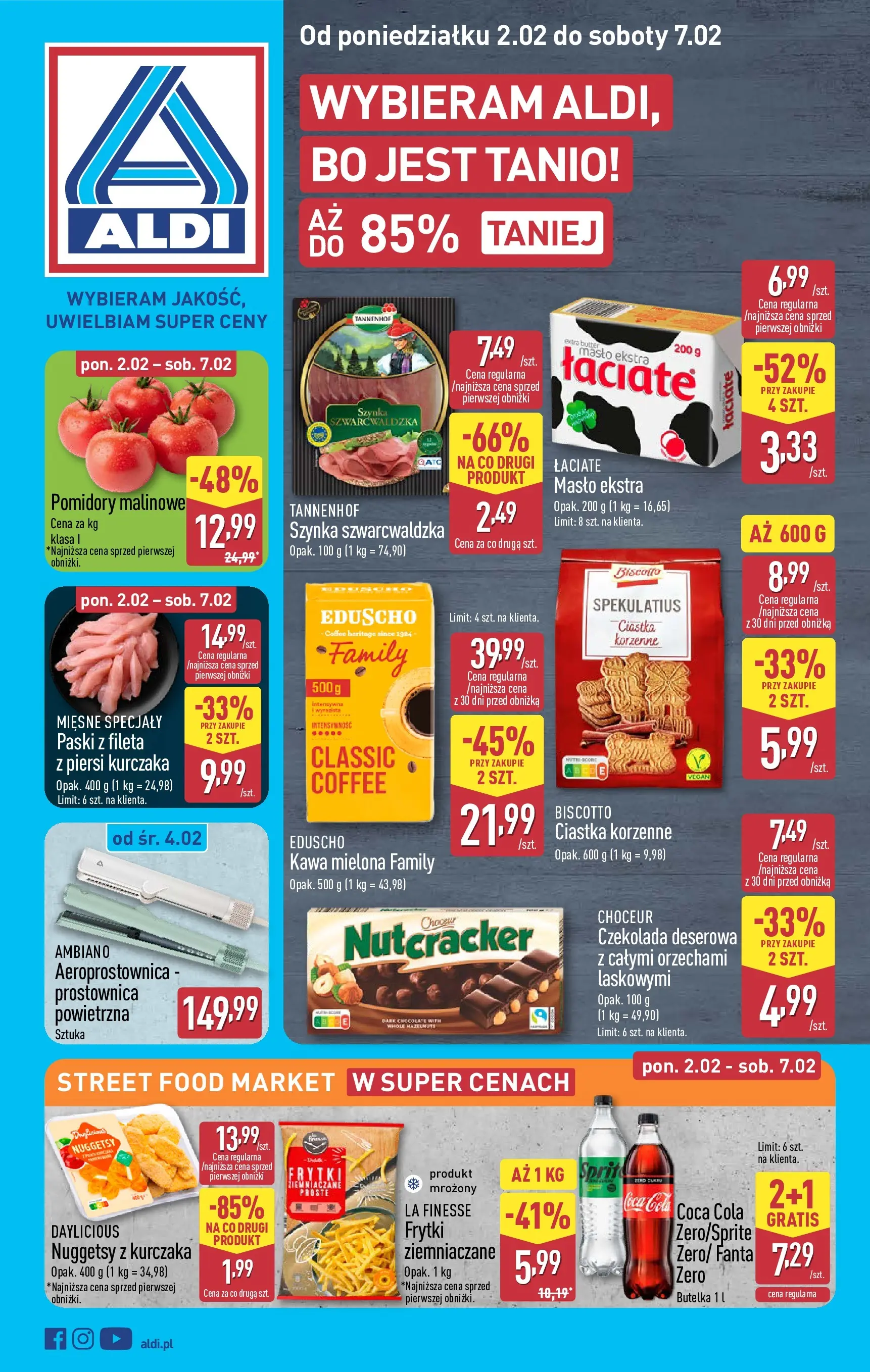 Aldi - Wybieram ALDI, bo jest tanio! od 01.02.2026 - Ulotka PDF, promocje | Strona: 1 | Produkty: Kawa, Czekolada, Ciastka korzenne, Ciastka
