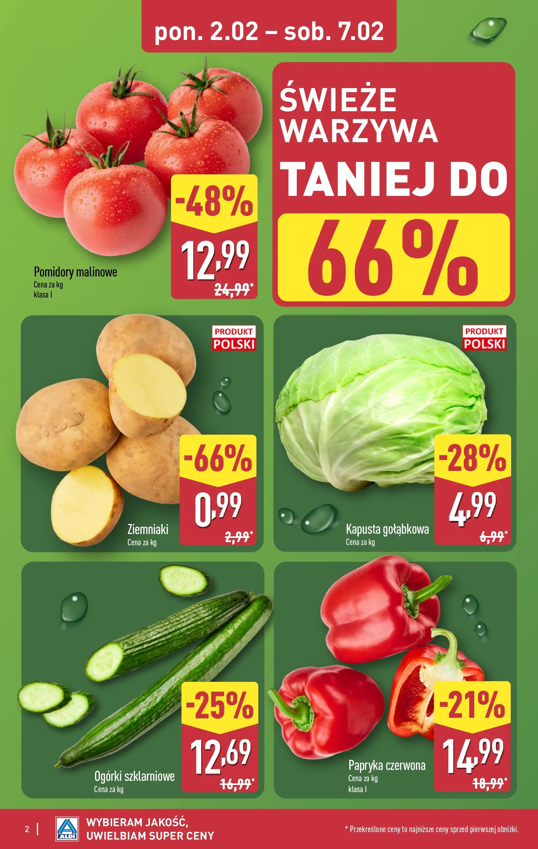 Aldi - Wybieram ALDI, bo jest tanio! od 01.02.2026 - Ulotka PDF, promocje | Strona: 2 | Produkty: Kapusta, Papryka, Ziemniaki, Warzywa