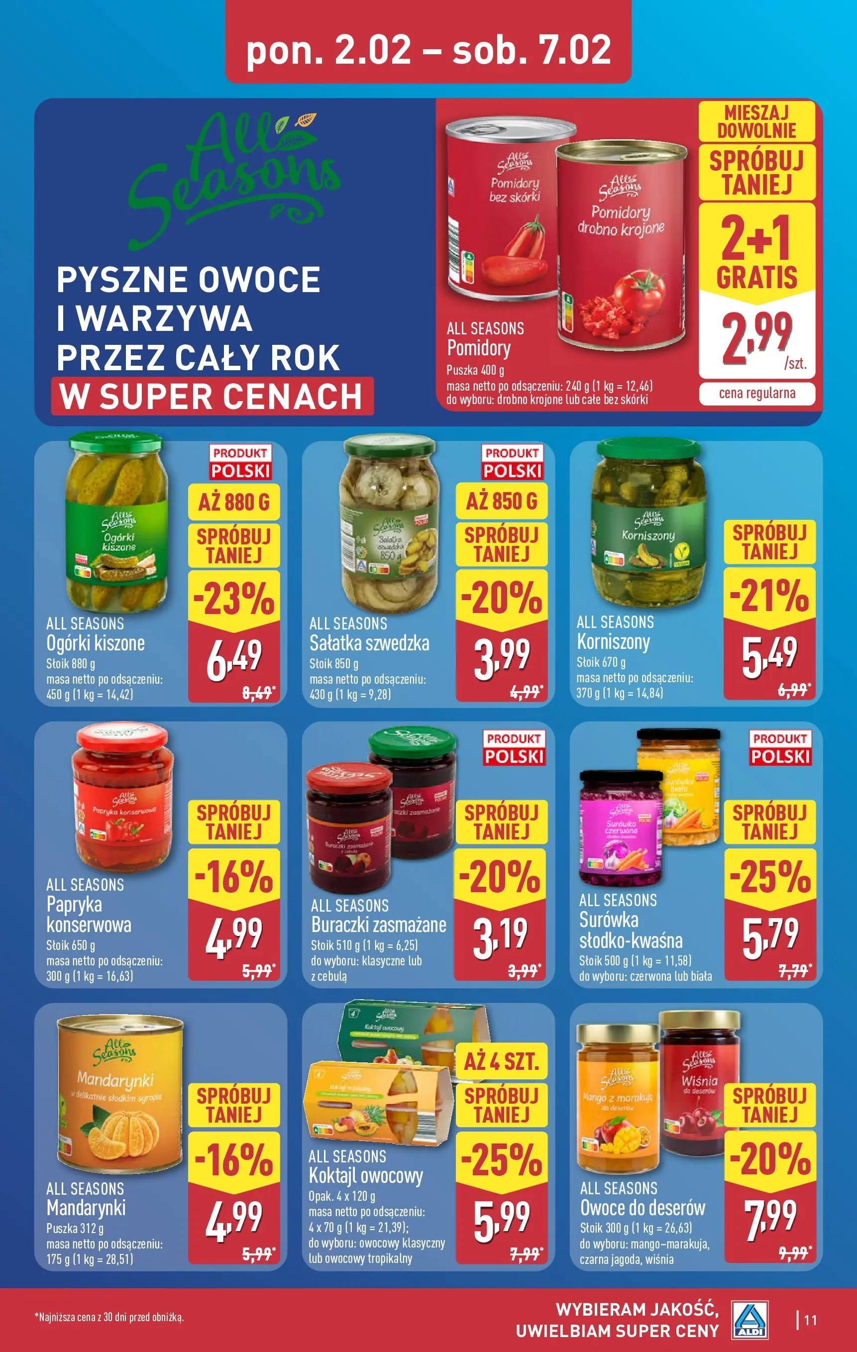 Aldi - Wybieram ALDI, bo jest tanio! od 01.02.2026 - Ulotka PDF, promocje | Strona: 11 | Produkty: Papryka, Ogórki, Buraczki zasmażane, Sałatka