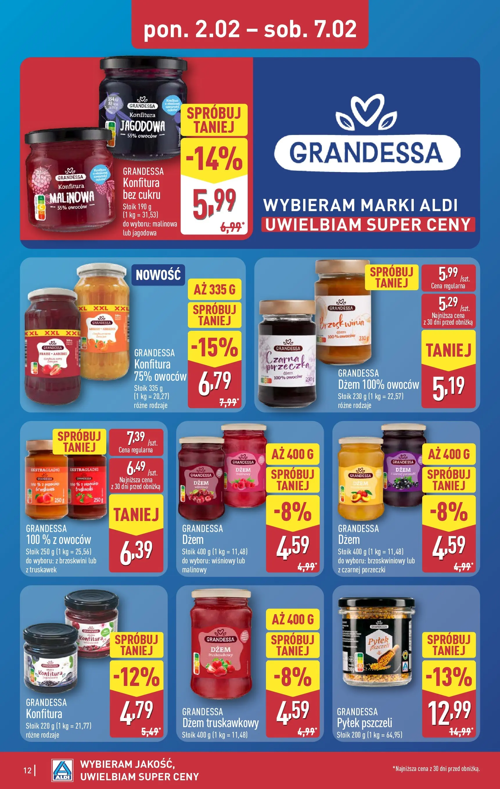 Aldi - Wybieram ALDI, bo jest tanio! od 01.02.2026 - Ulotka PDF, promocje | Strona: 12 | Produkty: Porzeczka, Dżem