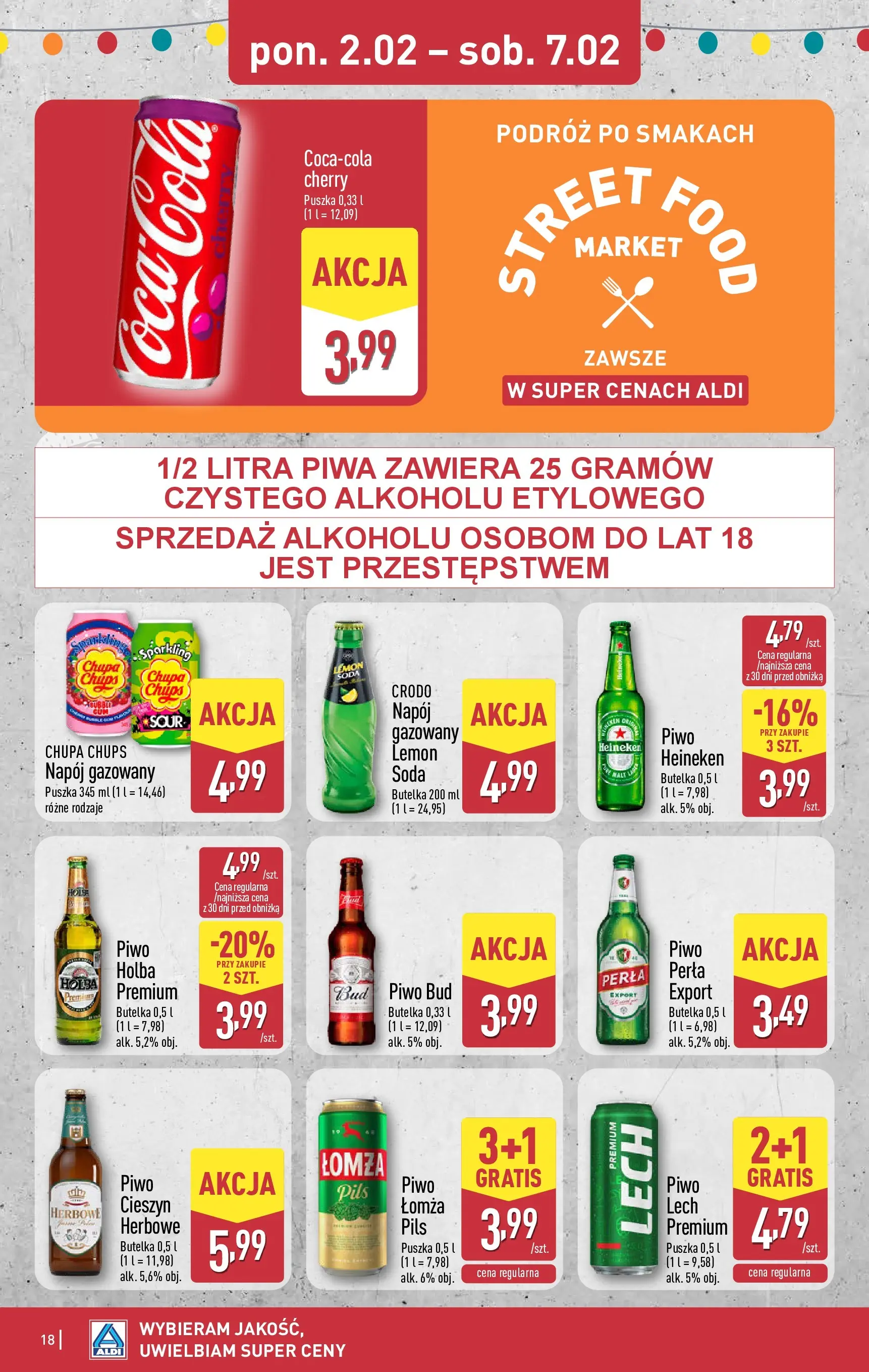 Aldi - Wybieram ALDI, bo jest tanio! od 01.02.2026 - Ulotka PDF, promocje | Strona: 18 | Produkty: Piwo, Heineken