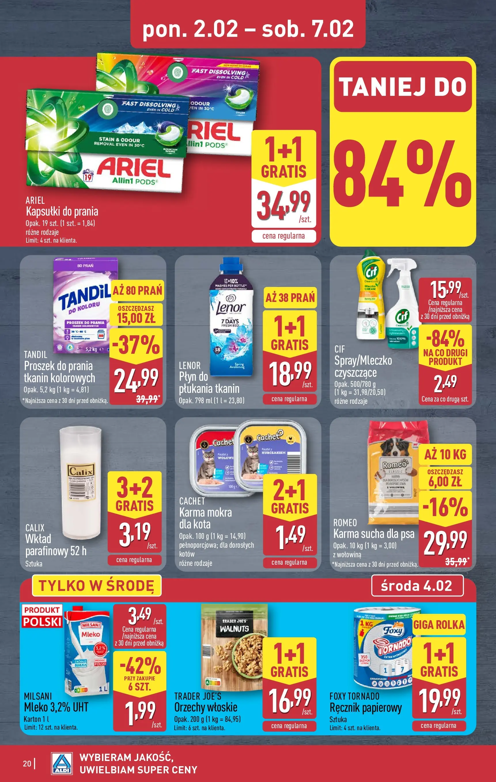 Aldi - Wybieram ALDI, bo jest tanio! od 01.02.2026 - Ulotka PDF, promocje | Strona: 20 | Produkty: Orzechy włoskie, Ariel, Wołowina, Ręcznik papierowy
