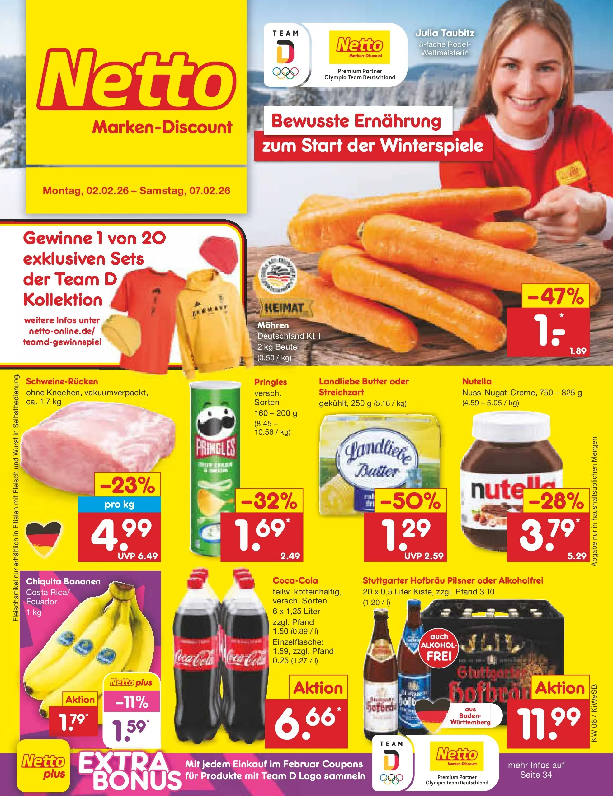 Netto Marken-Discount prospekt Bad Friedrichshall	 (ab 01.02.2026) » Angebote | Seite: 1 | Produkte: Butter, Mohren, Nutella, Schweinerucken