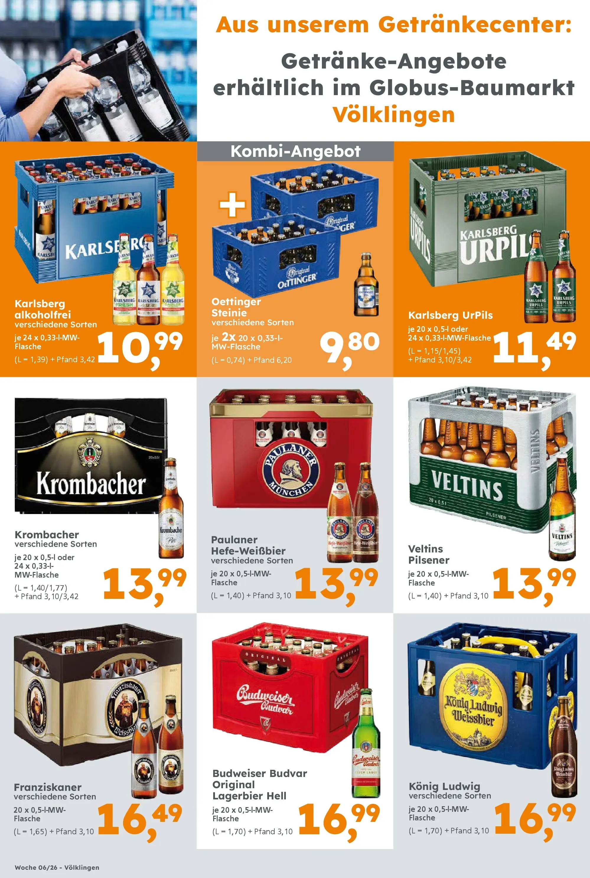 Globus Baumarkt prospekt Heusweiler	 (ab 01.02.2026) zum Blättern | Seite: 8 | Produkte: Franziskaner, Carlsberg, Krombacher, Paulaner