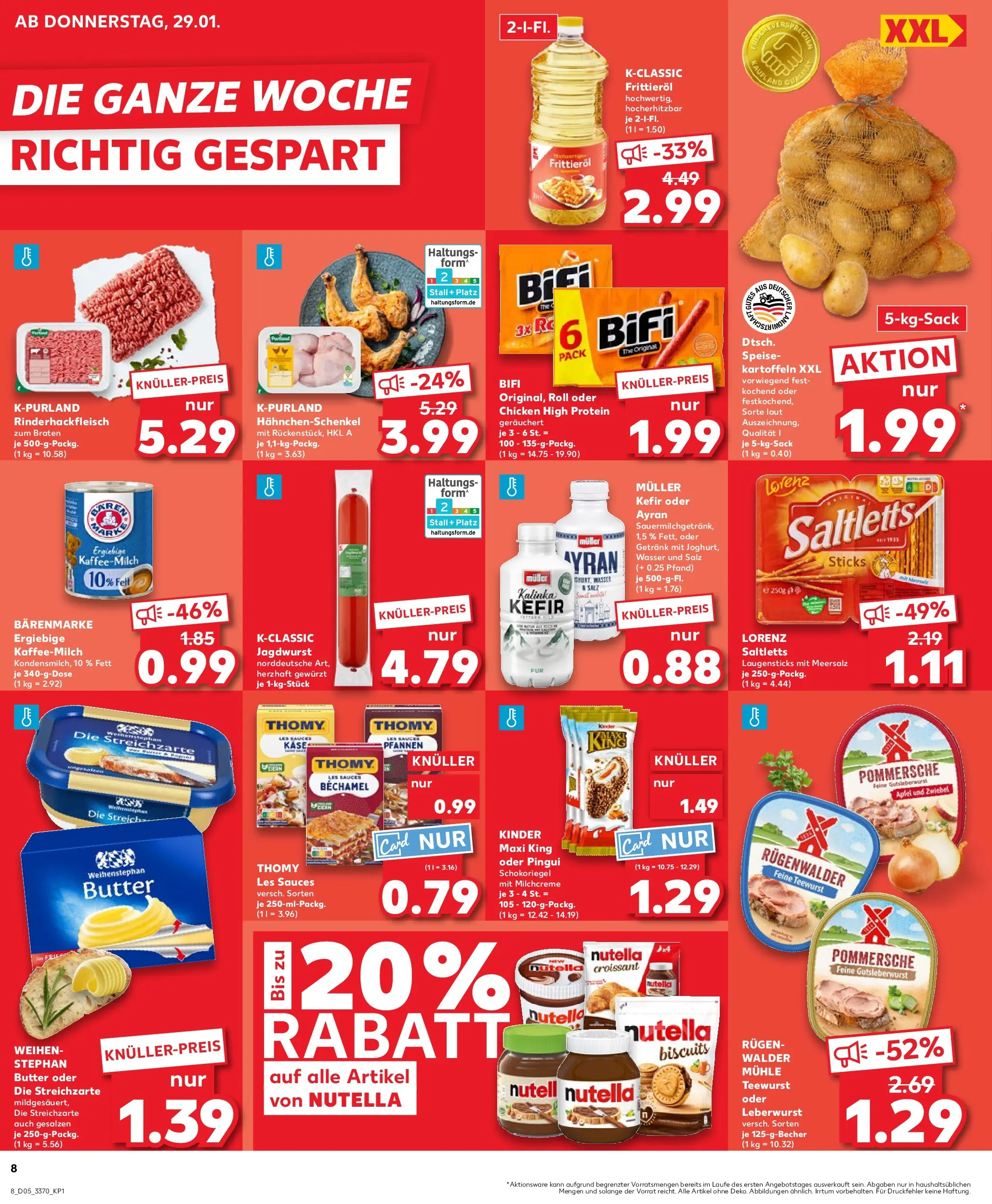 Prospekt Kaufland ab 02.02.2026 » Angebote Online zum Blättern | Seite: 8 | Produkte: Kefir, Butter, Bifi, Kartoffeln