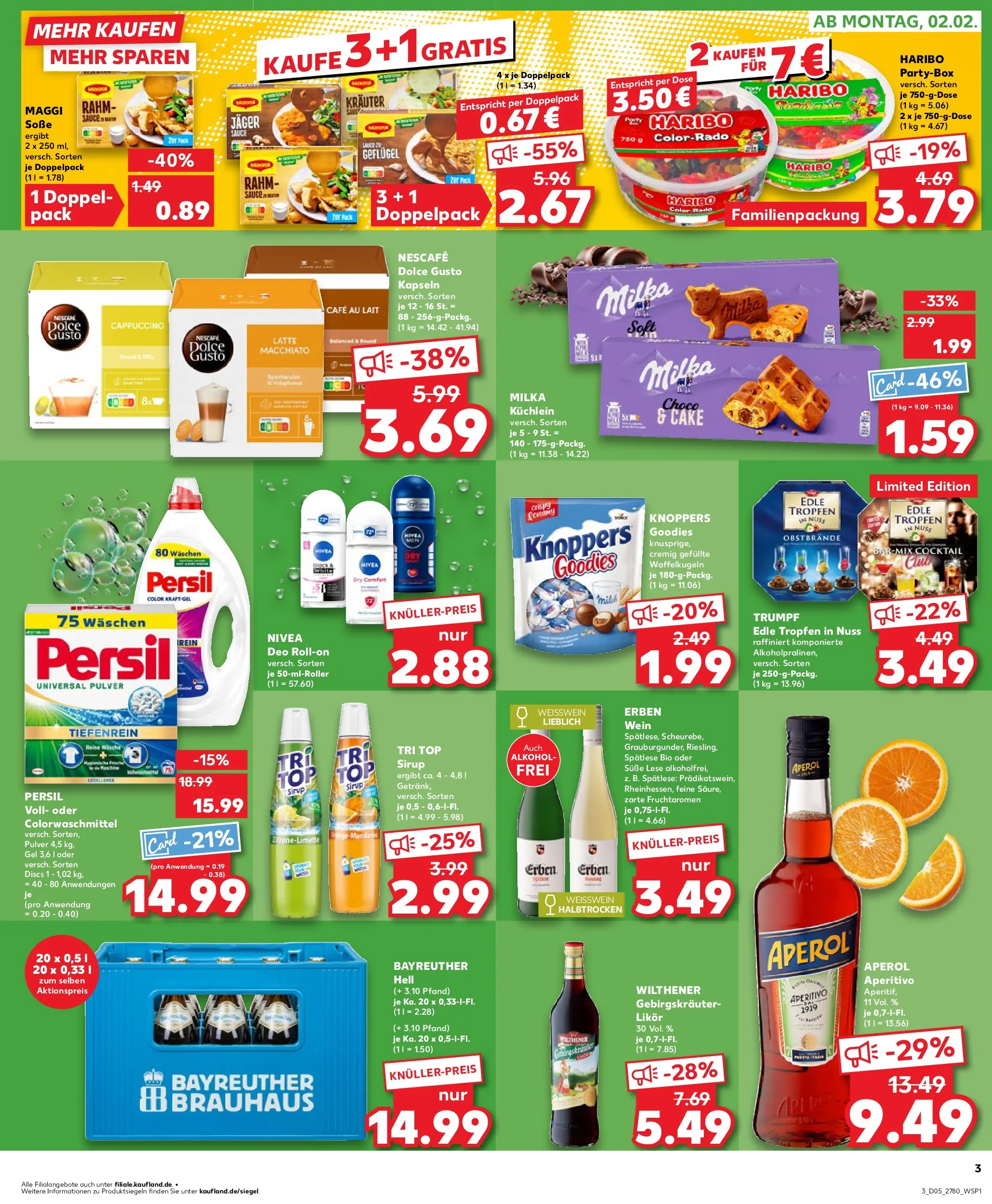 Prospekt Kaufland ab 02.02.2026 » Angebote Online zum Blättern | Seite: 3 | Produkte: Deodorant, Deo Roll-On, Knoppers, Persil
