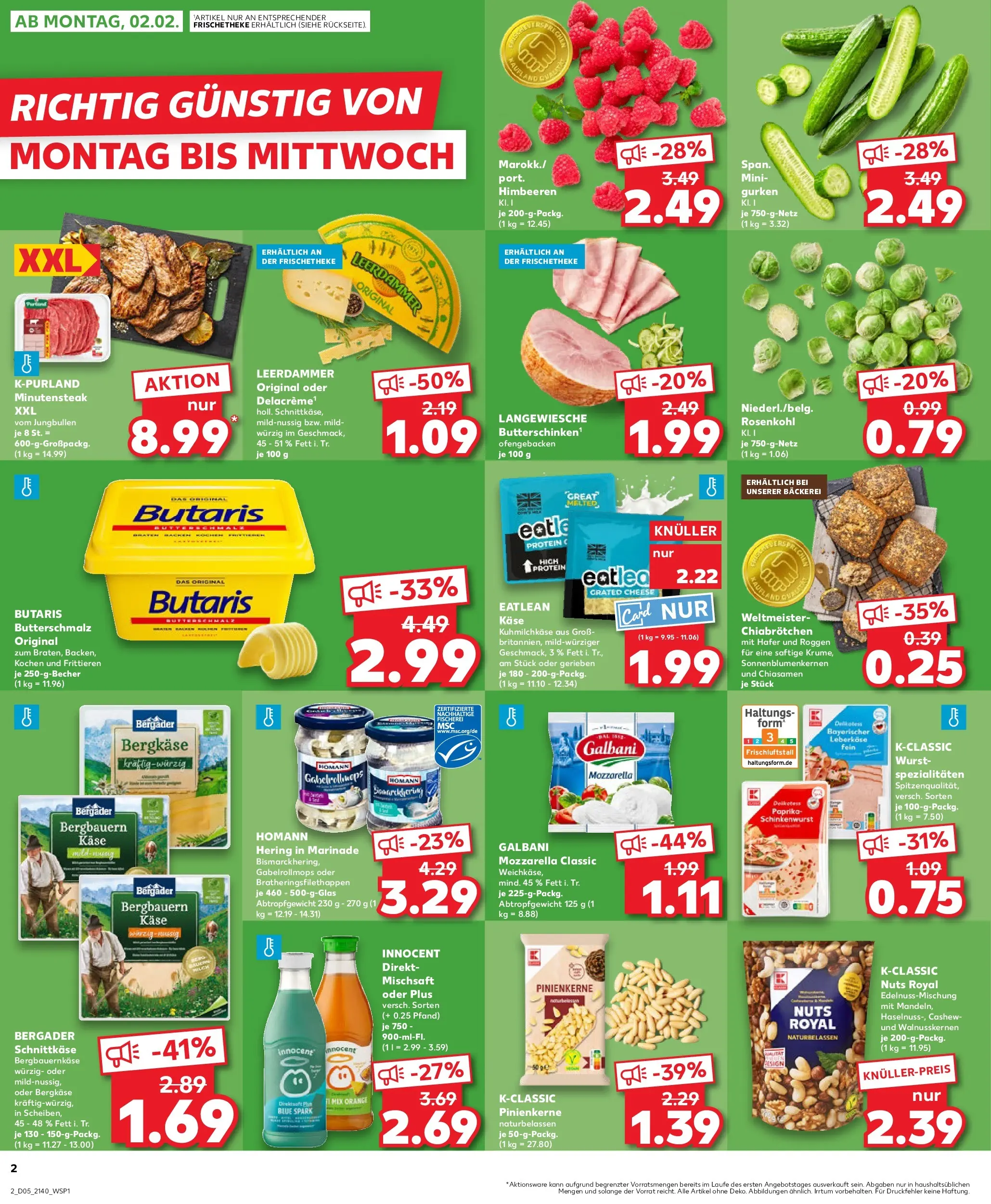 Prospekt Kaufland ab 02.02.2026 » Angebote Online zum Blättern | Seite: 2 | Produkte: Himbeeren, Butterschmalz, Butter, Gurken