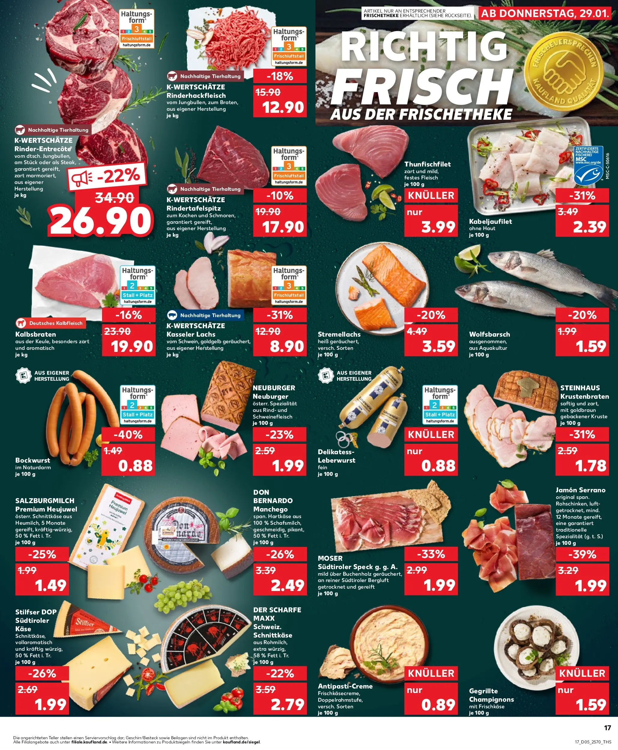 Prospekt Kaufland ab 02.02.2026 » Angebote Online zum Blättern | Seite: 17 | Produkte: Krustenbraten, Champignons, Lachs, Schweinefleisch