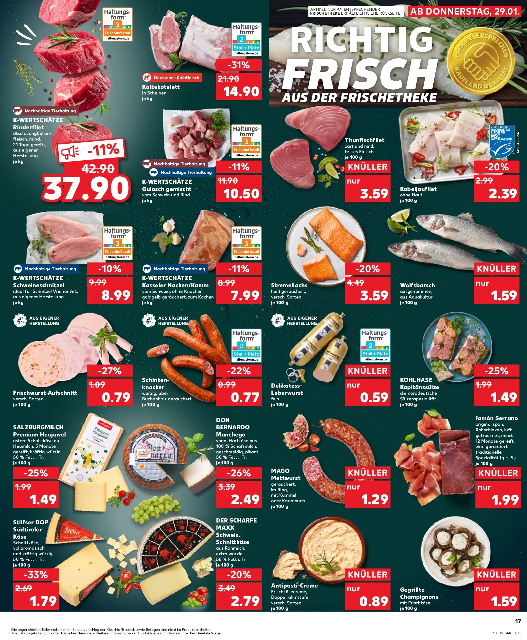 Prospekt Kaufland ab 02.02.2026 » Angebote Online zum Blättern | Seite: 17 | Produkte: Rinderfilet, Schnitzel, Knoblauch, Fleisch