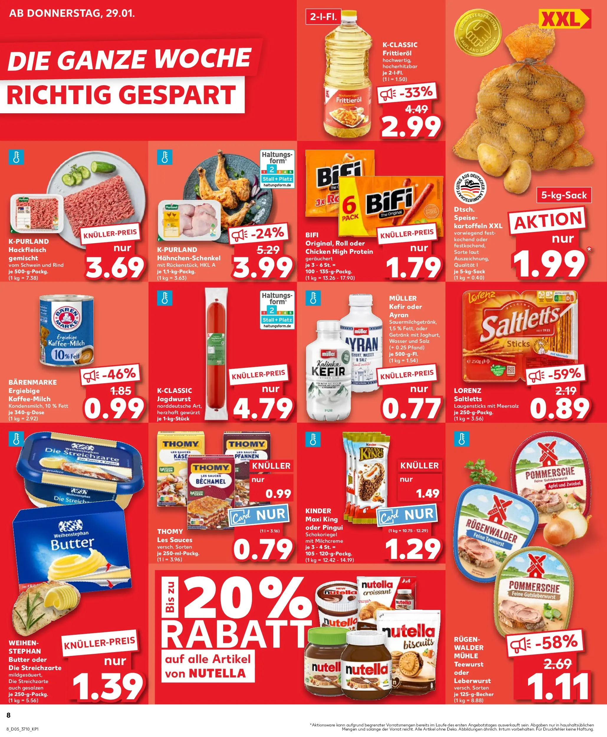 Prospekt Kaufland ab 02.02.2026 » Angebote Online zum Blättern | Seite: 8 | Produkte: Mühle, Bifi, Nutella, Kartoffeln