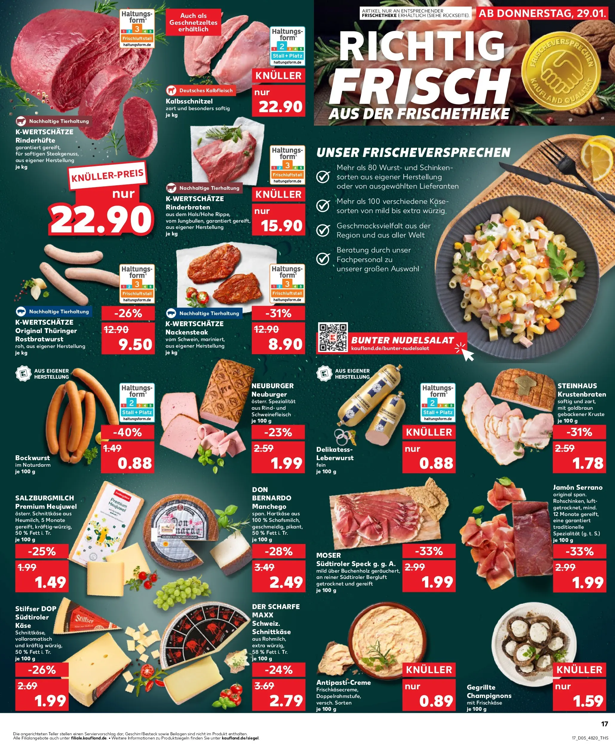 Prospekt Kaufland ab 02.02.2026 » Angebote Online zum Blättern | Seite: 17 | Produkte: Käse, Krustenbraten, Champignons, Schweinefleisch