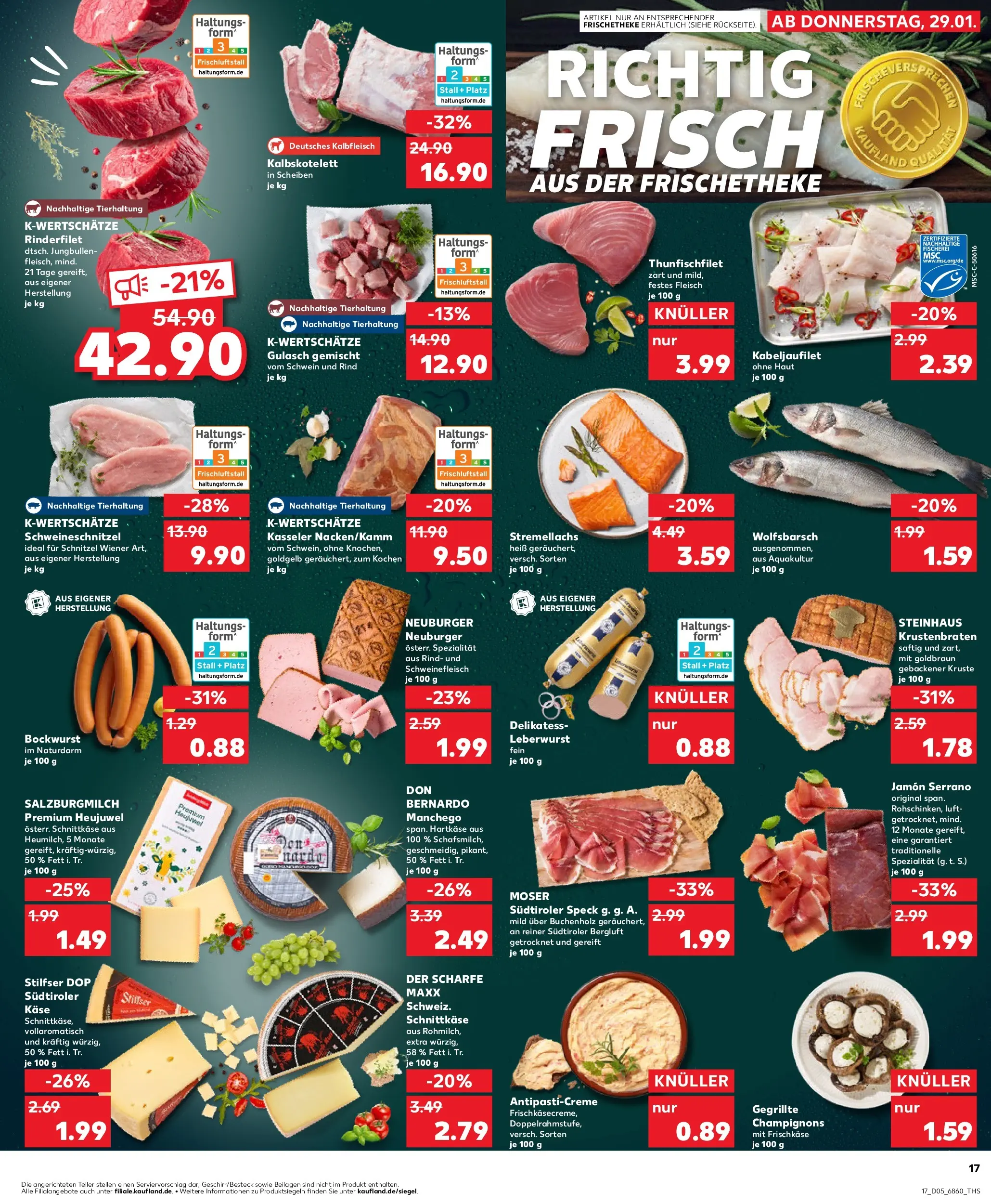Prospekt Kaufland ab 02.02.2026 » Angebote Online zum Blättern | Seite: 17 | Produkte: Krustenbraten, Schnitzel, Champignons, Frischkase
