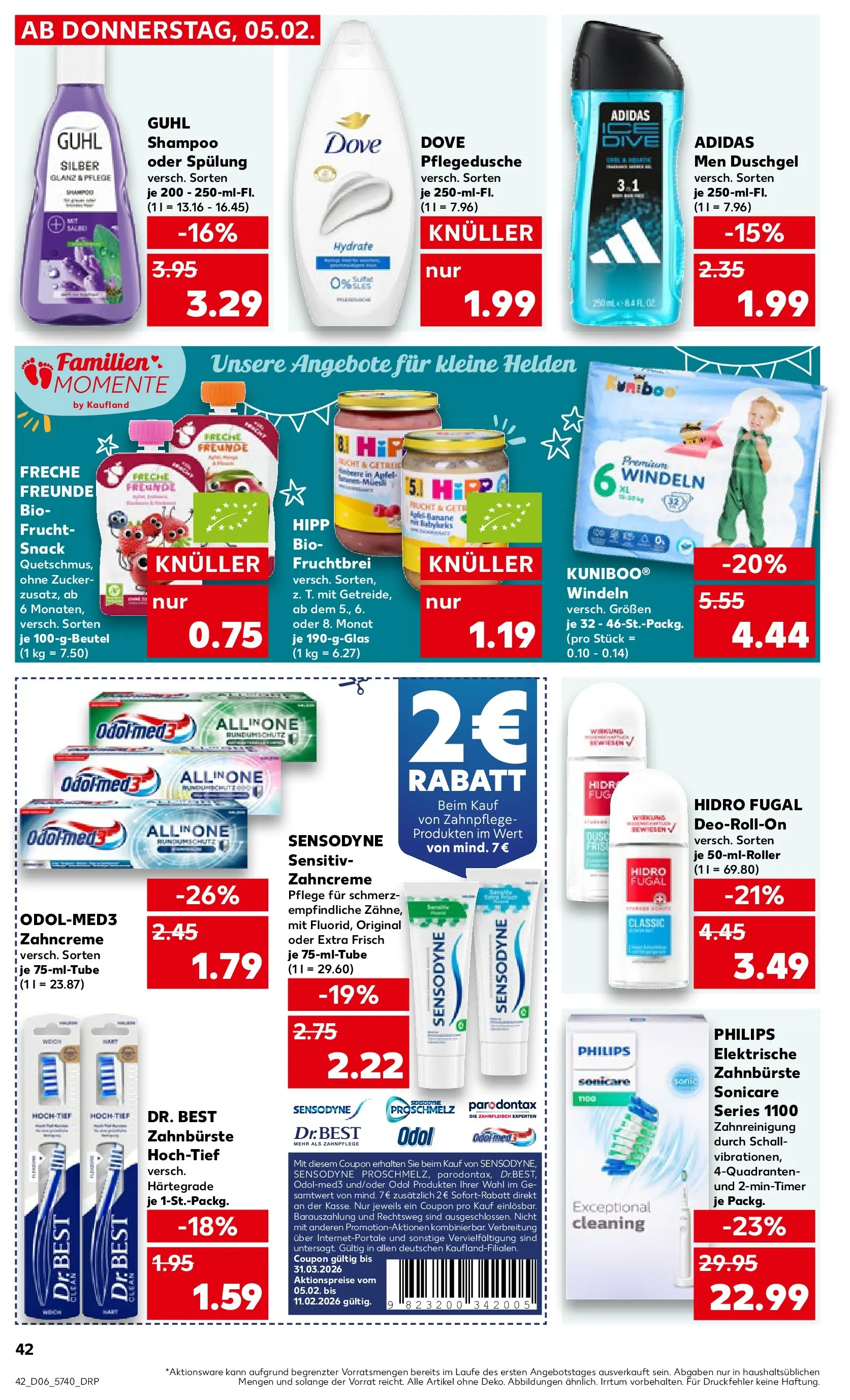 Prospekt Kaufland ab 05.02.2026 » Angebote Online zum Blättern | Seite: 42 | Produkte: Philips, Äpfel, Duschgel, Zahnbürste