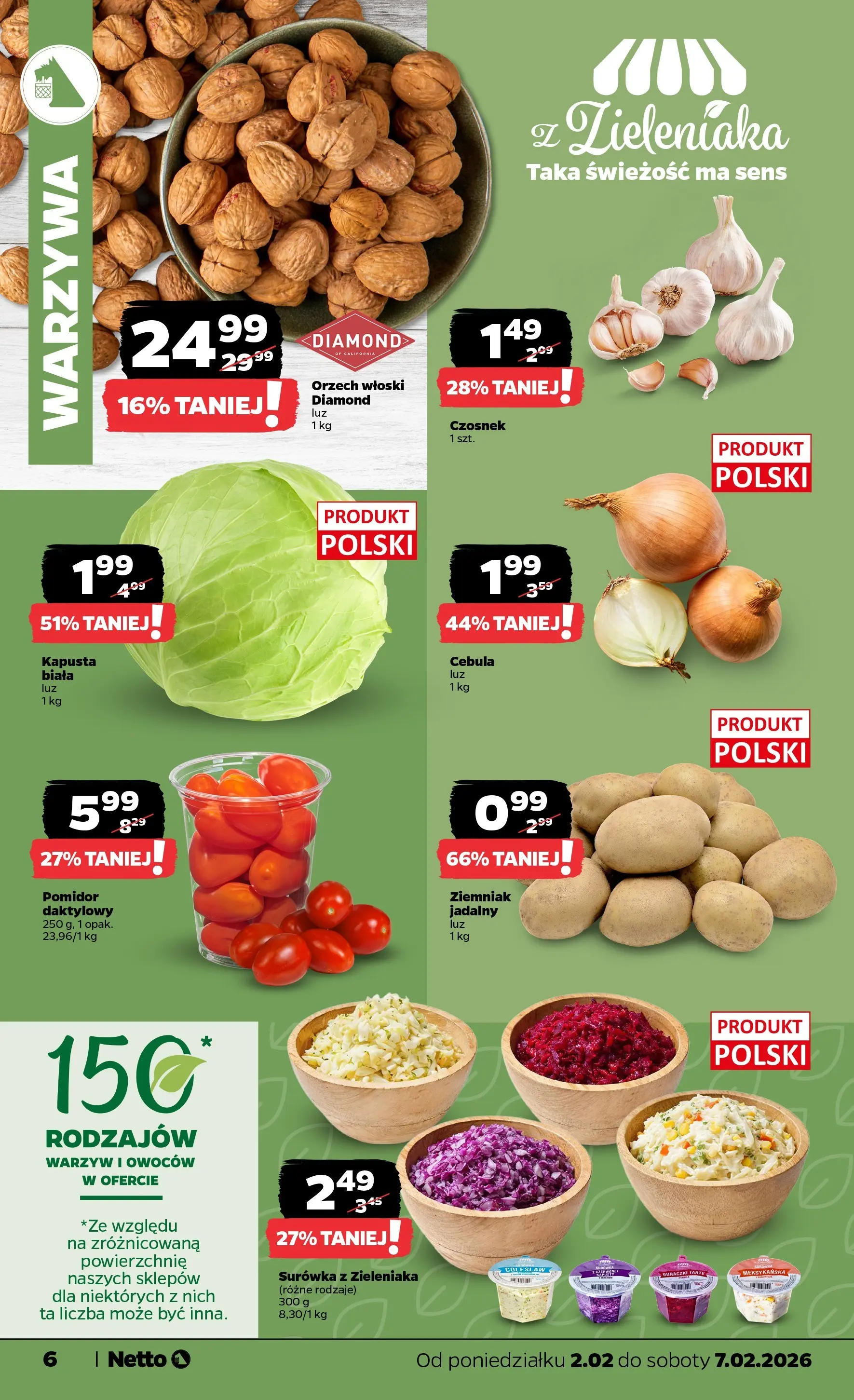 Netto - NETTO T06A ważne do 7.02.2026 od 01.02.2026 - Aktualne promocje | Strona: 6 | Produkty: Czosnek, Kapusta, Warzywa