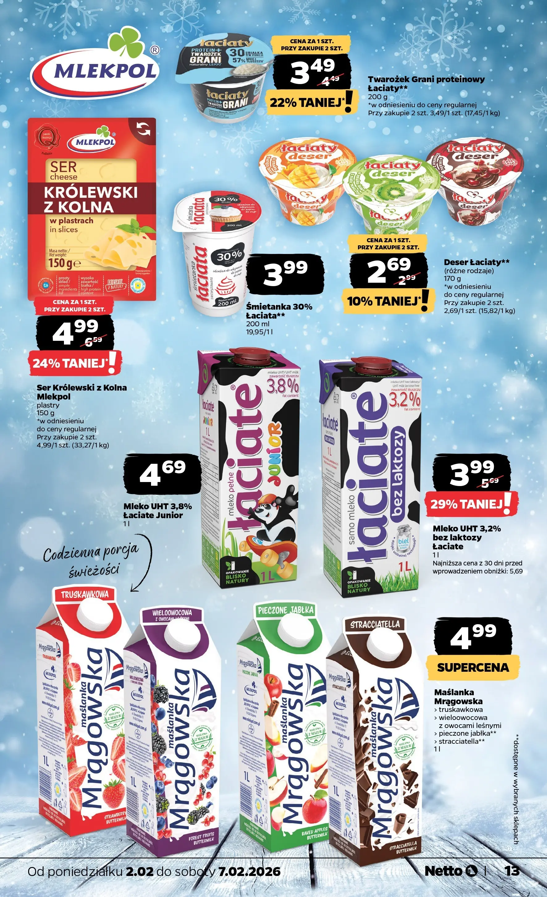 Netto - NETTO T06A ważne do 7.02.2026 od 01.02.2026 - Aktualne promocje | Strona: 13 | Produkty: Bez laktozy, Mleko, Ser, Jabłka