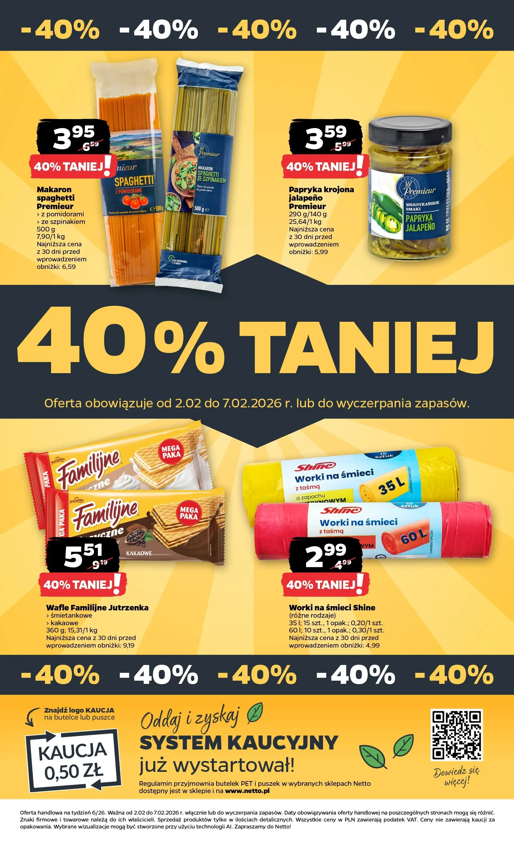 Netto - NETTO T06A ważne do 7.02.2026 od 01.02.2026 - Aktualne promocje | Strona: 27 | Produkty: Wafle, Makaron spaghetti, Papryka, Makaron
