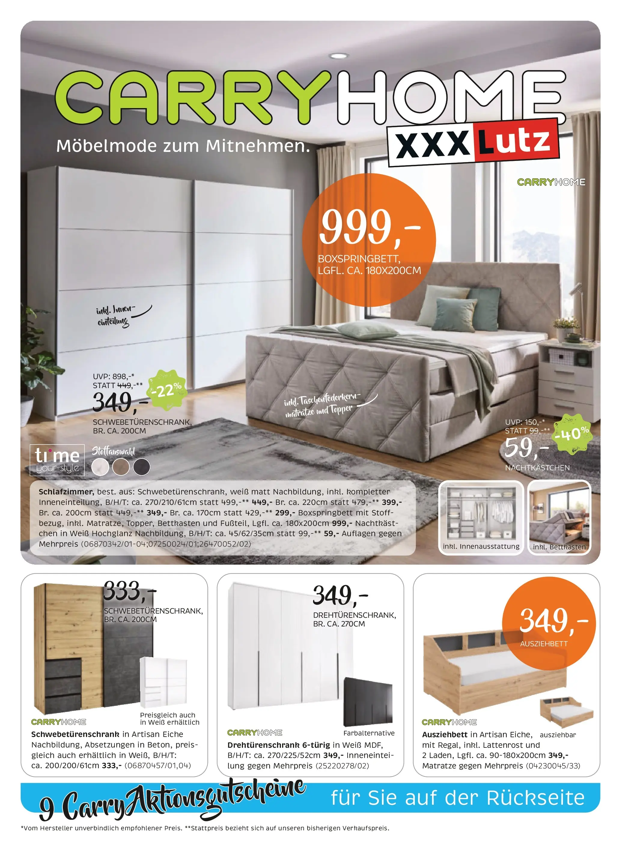 XXXLutz - GS Blatt Carry Schlafzimmer von 16.02.2026 - Aktuelle Angebote | Seite: 1 | Produkte: Matratze, Lattenrost