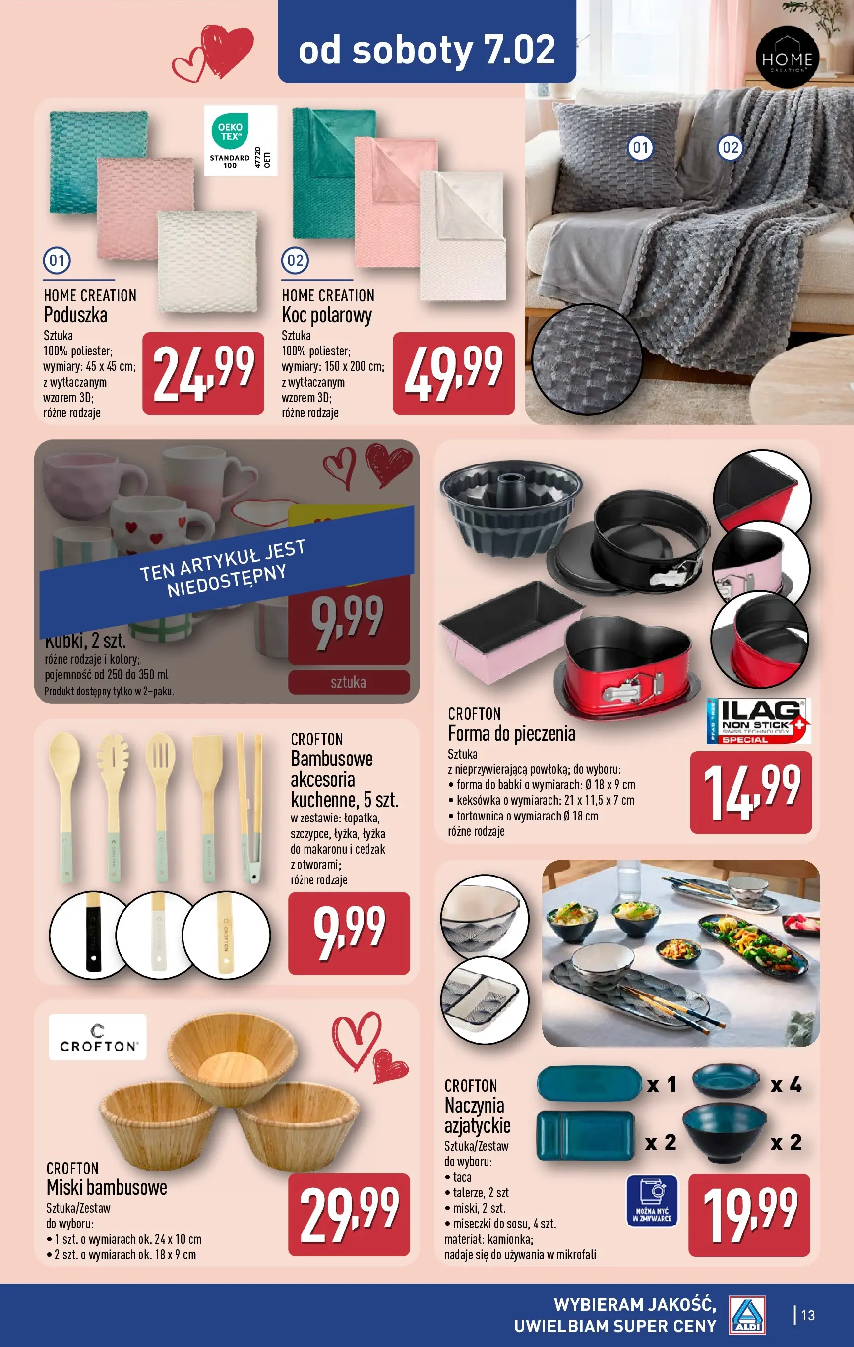 Aldi - Ciepła i funkcjonalna odzież w ALDI od 03.02.2026 - Ulotka PDF, promocje | Strona: 13 | Produkty: Poduszka, Koc