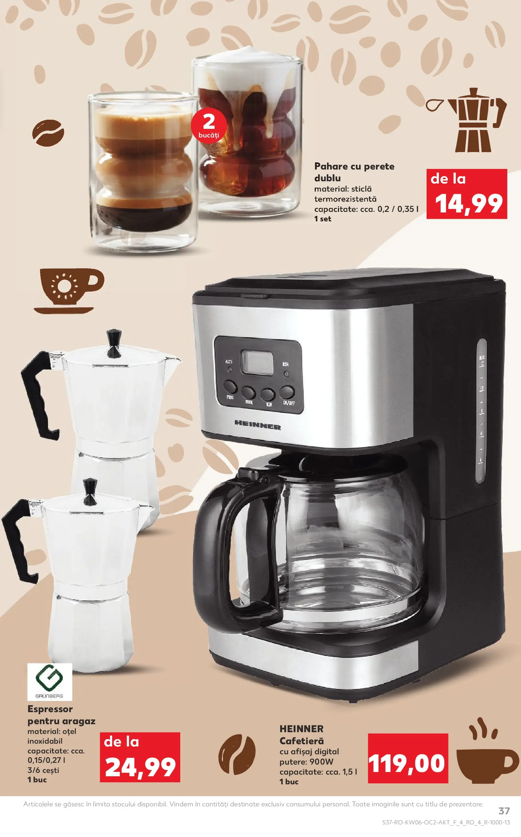 Catalog Kaufland - Arad 04.02.2026 - Revista si Oferta | Pagină: 37 | Produse: Espressor, Aragaz, Pahare, Cafetieră