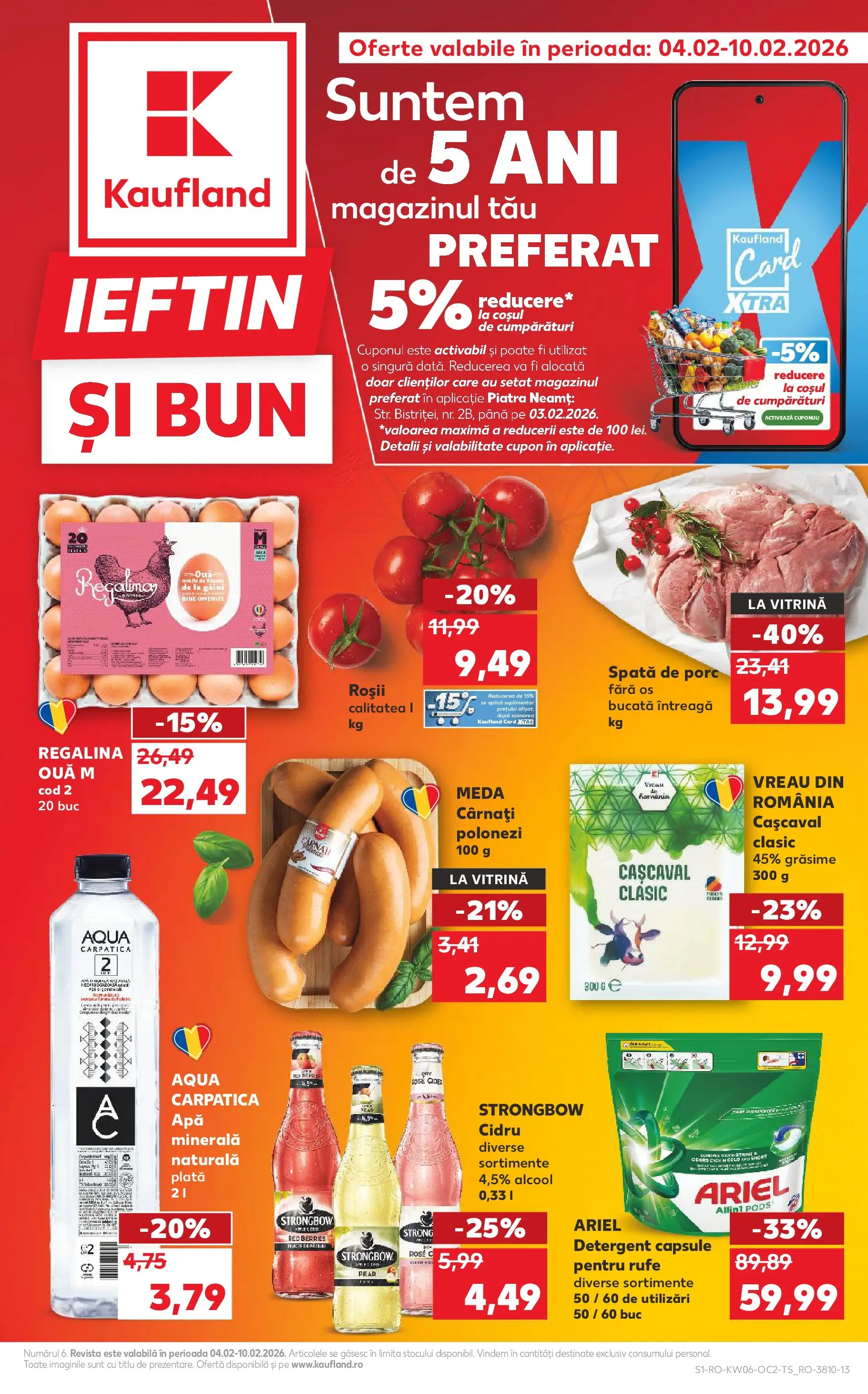 Catalog Kaufland - Piatra Neamț 04.02.2026 - Revista si Oferta | Pagină: 1 | Produse: Yazı tahtası kalemi, Vitrină, Cașcaval, Roșii