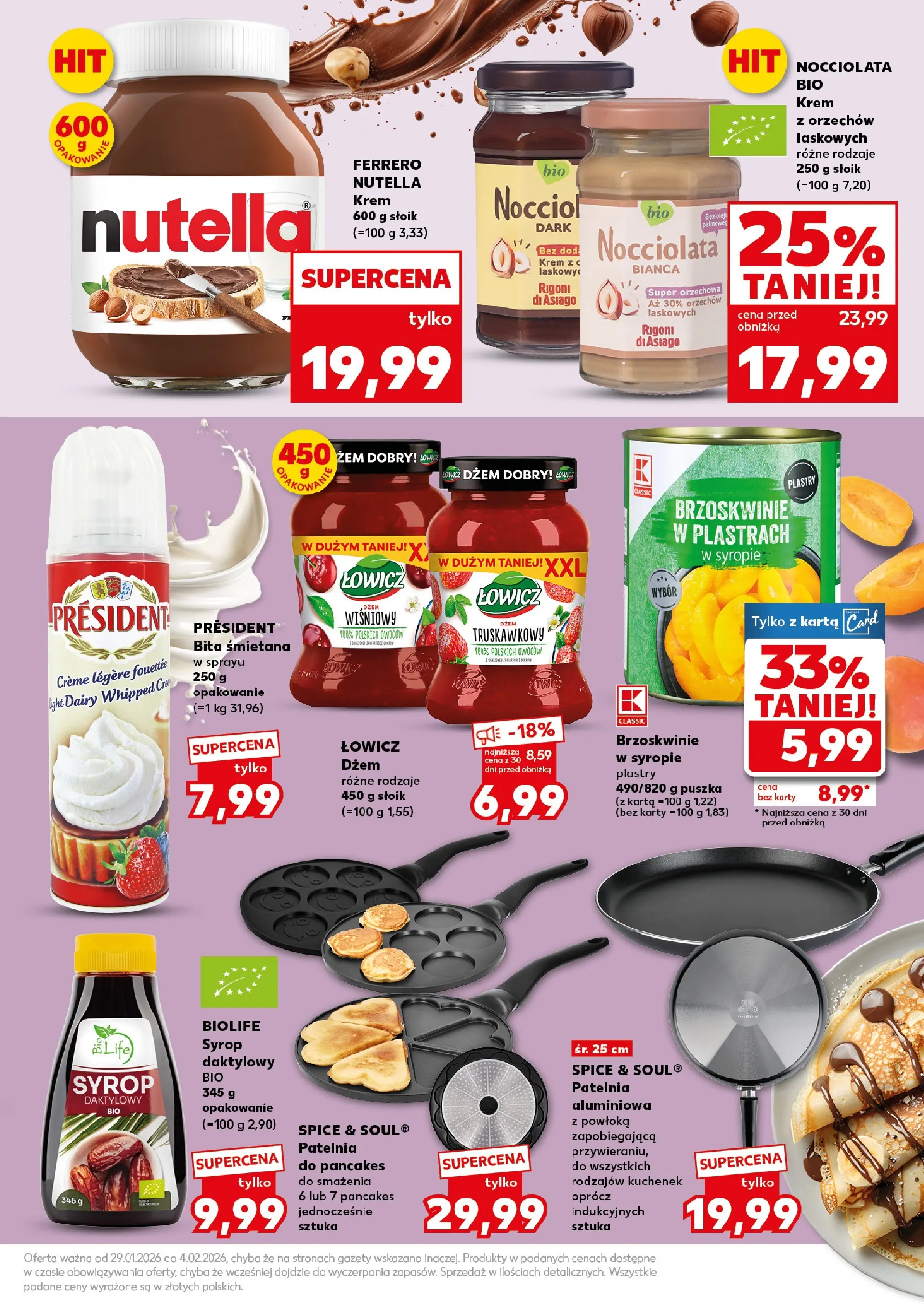 Kaufland gazetka - Super Sobota od 31.01.2026 - od jutra PDF | Strona: 21 | Produkty: Nutella, Śmietana, Brzoskwinie, Patelnia