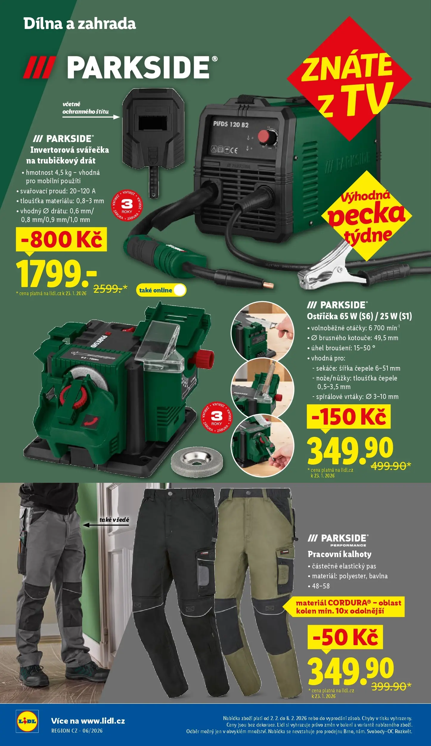 Lidl leták od 01.02.2026 - Nový akční leták | Strana: 34 | Produkty: Kalhoty, Zahrada, Tv, Invertorová svářečka