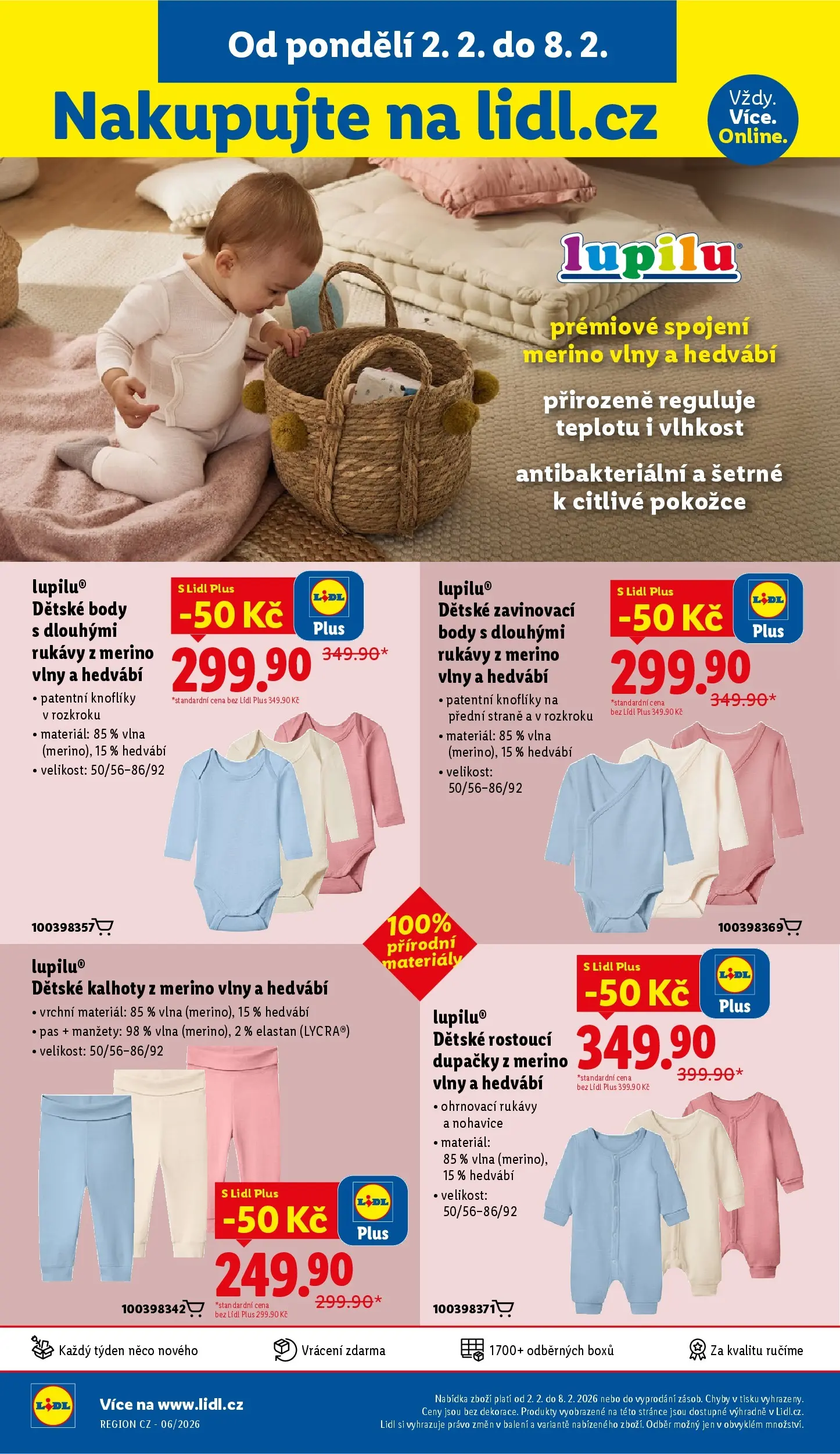 Lidl leták od 01.02.2026 - Nový akční leták | Strana: 32 | Produkty: Kalhoty, Dětské body, Body, Stan